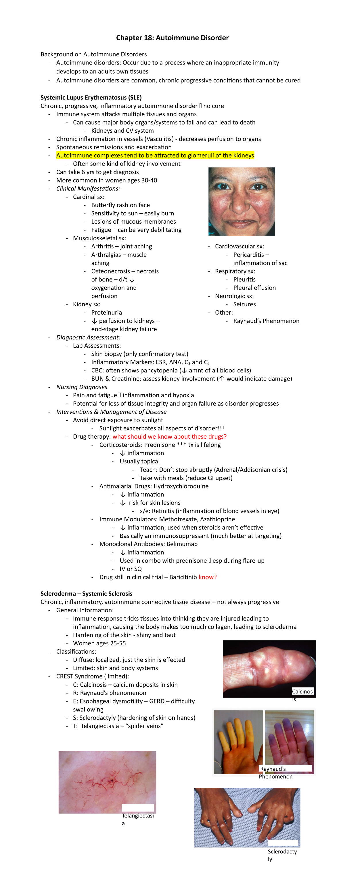 Chapter 18 - Study Notes - Autoimmune - Chapter 18: Autoimmune Disorder ...