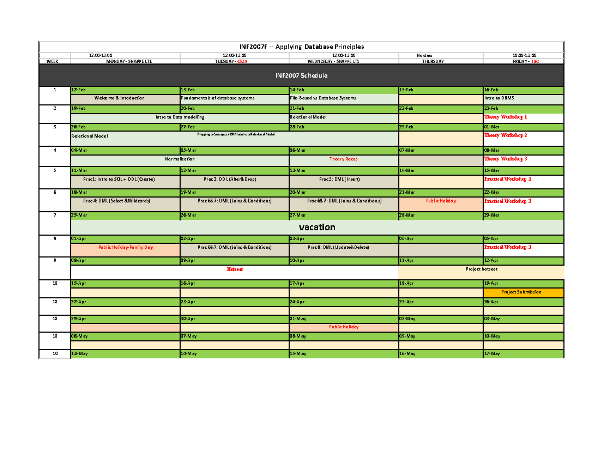 INF2007 2024 Schedule - 12:00-13:00 12:00-13:00 12:00-13:00 No class 10 ...