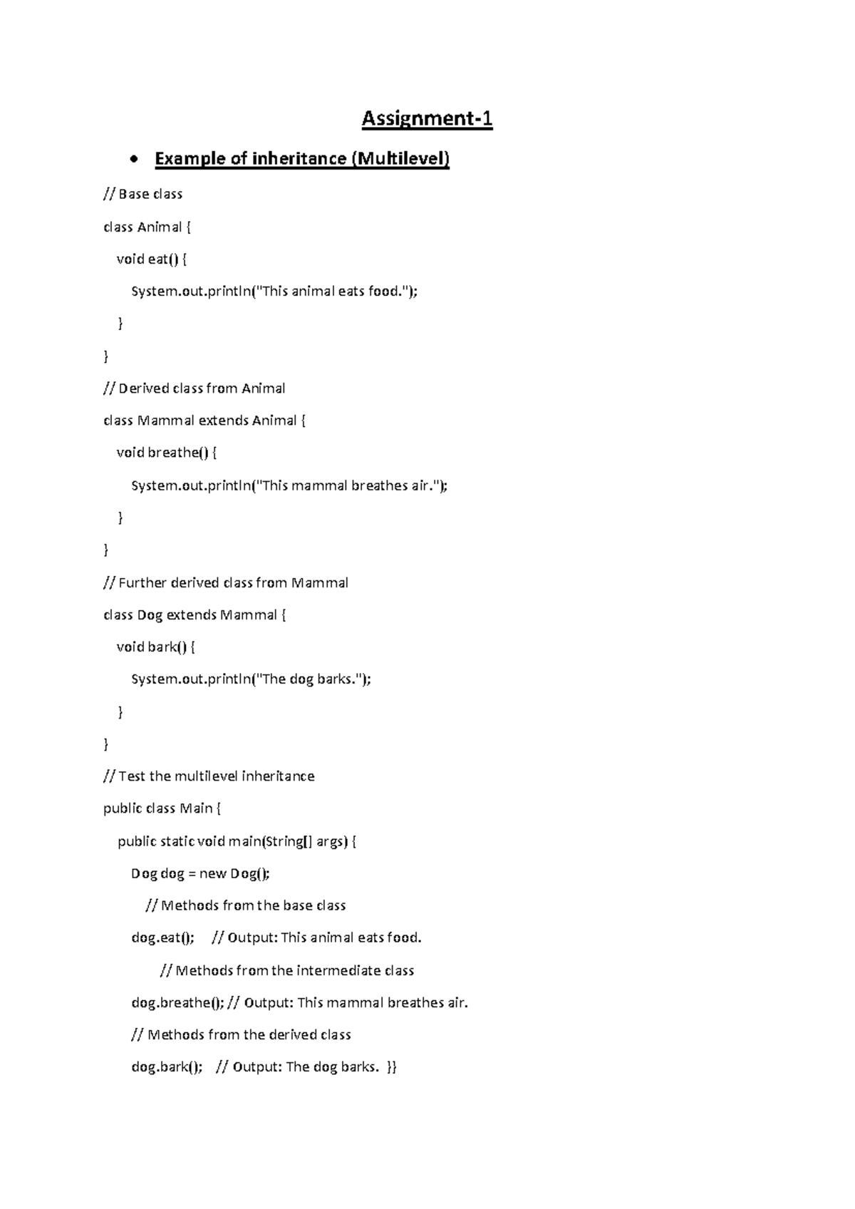 Lab-1 - Lab - Assignment- Example of inheritance (Multilevel) // Base ...