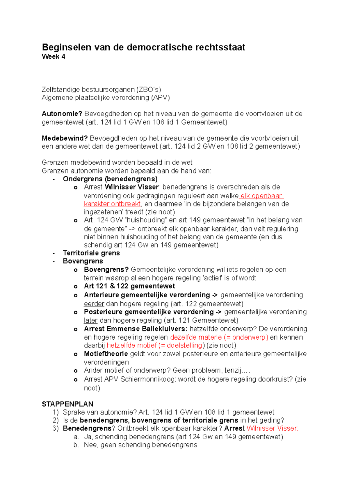 Beginselen Van De Democratische Rechtsstaat Werkgroep 4 - Studeersnel