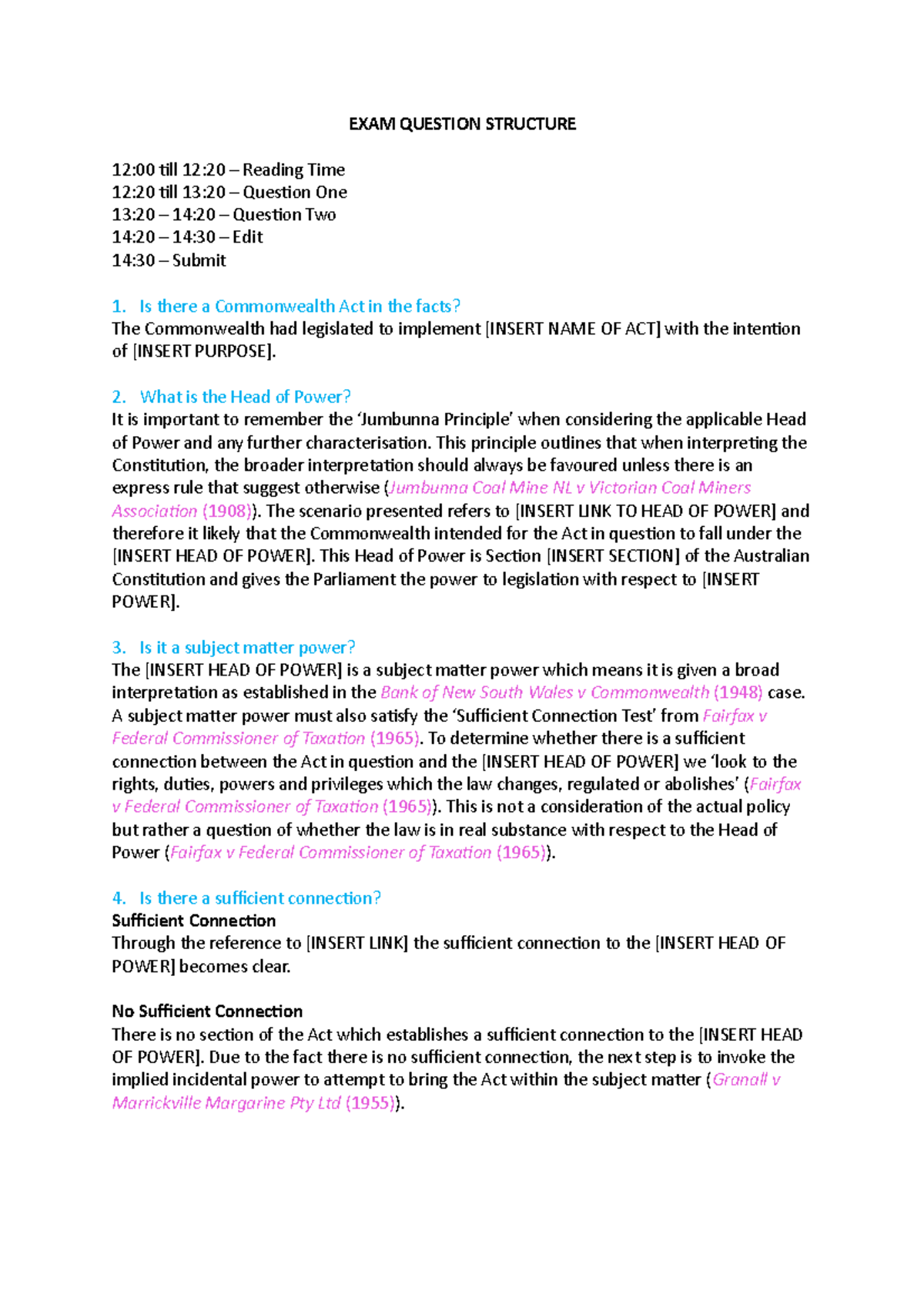 Exam Questions Structure - EXAM QUESTION STRUCTURE 12:00 till 12:20 ...