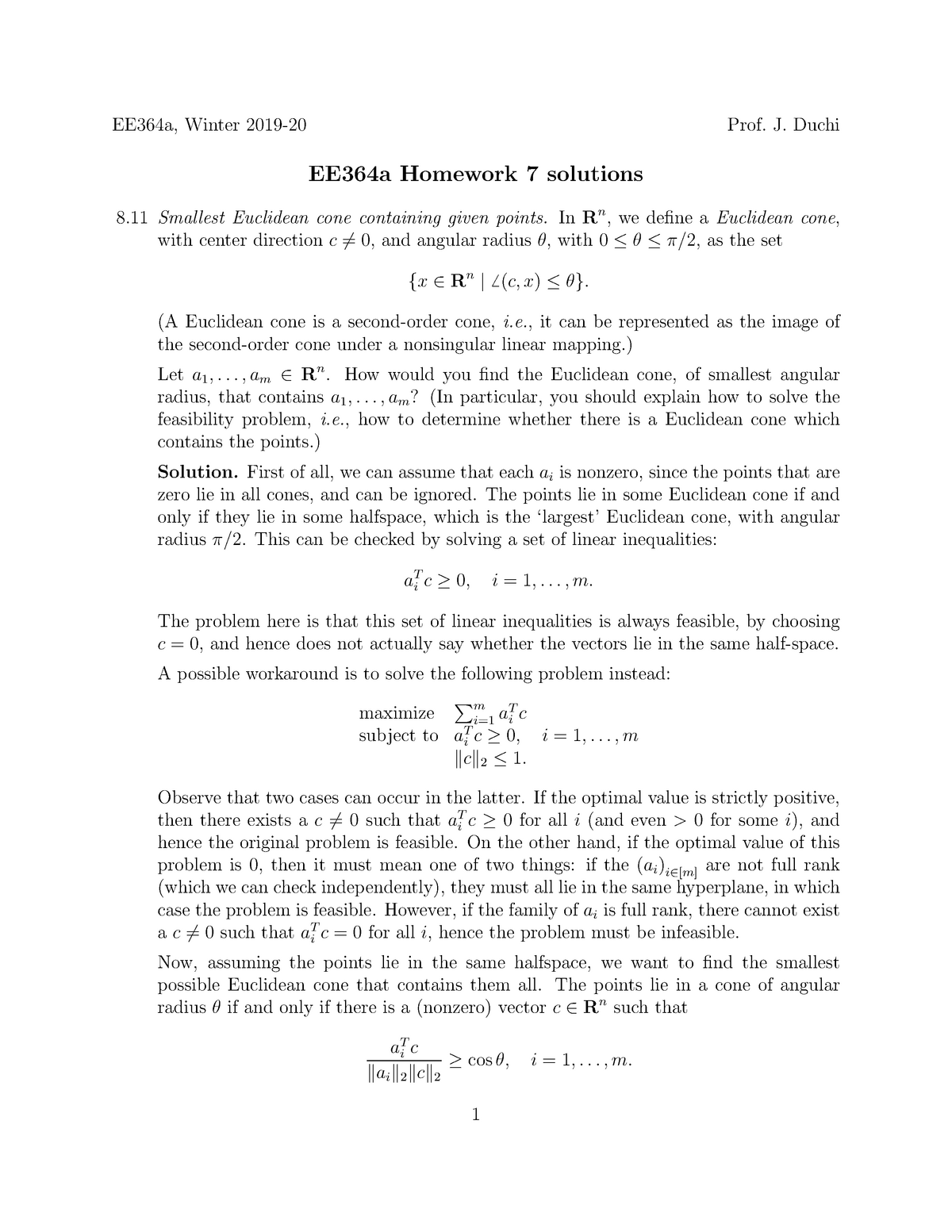 ee364a homework 7 solutions