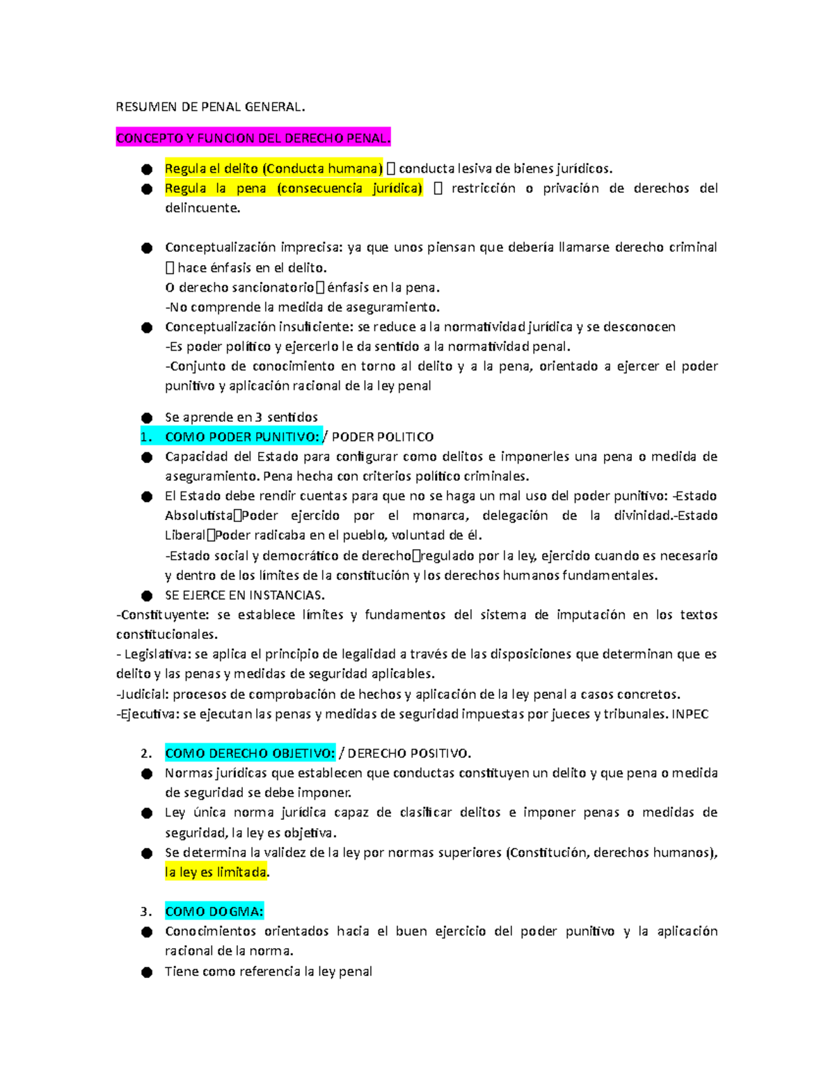 Resumen DE Penal General - RESUMEN DE PENAL GENERAL. CONCEPTO Y FUNCION ...