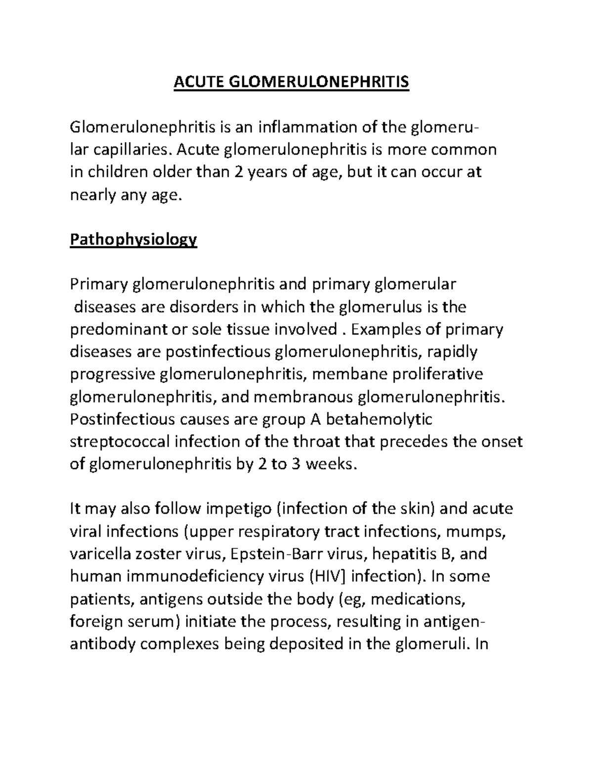 Acute Glomerulonephritis - ACUTE GLOMERULONEPHRITIS Glomerulonephritis ...