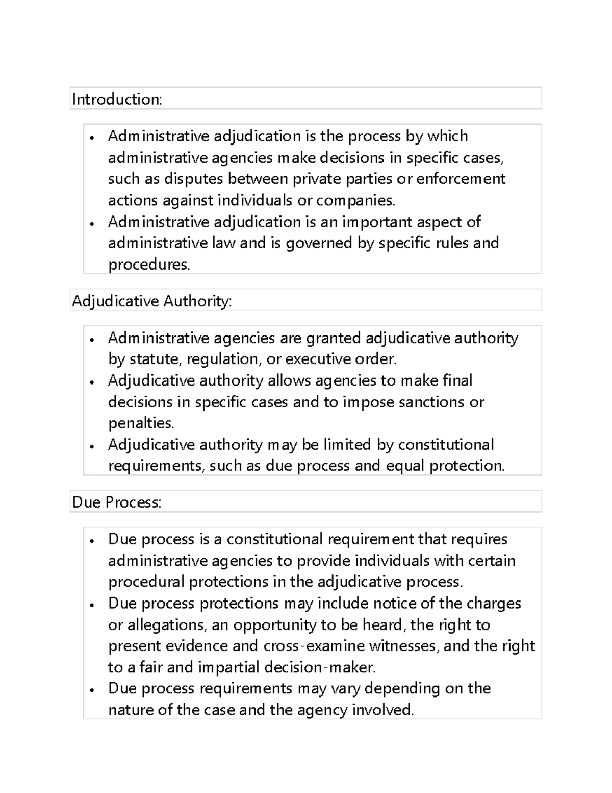 Adjudication - Notes - Introduction: • Administrative Adjudication Is ...