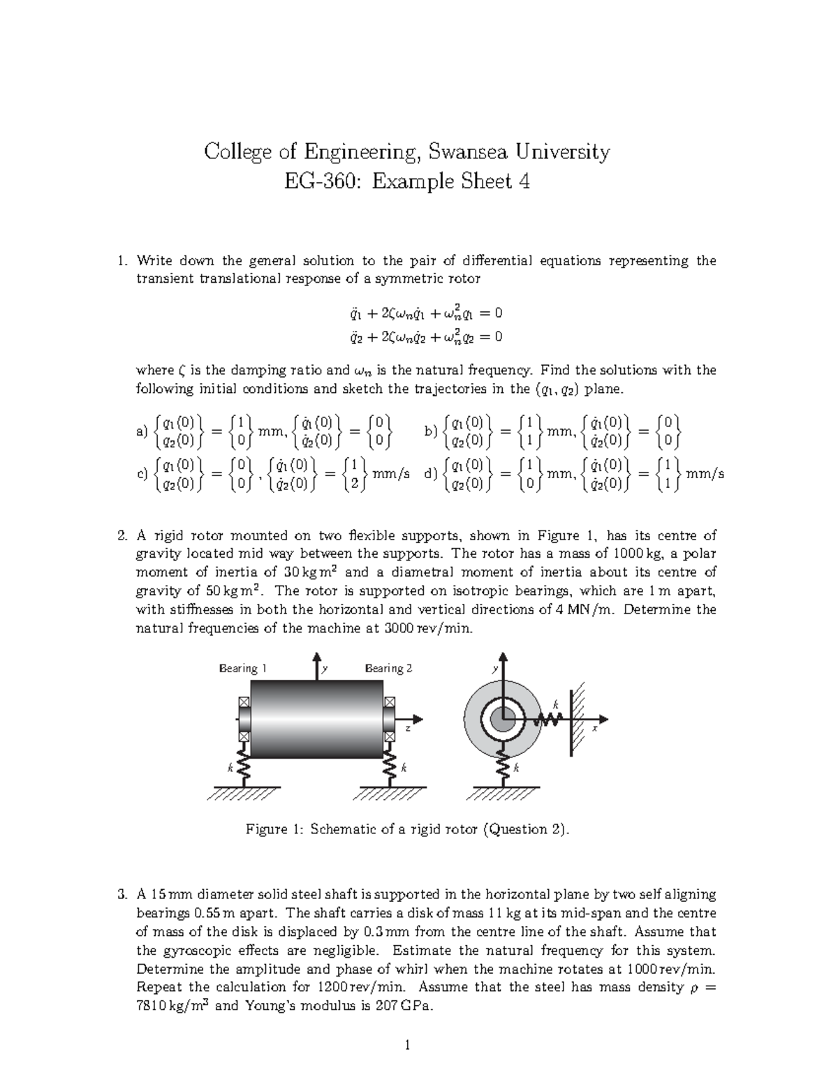 EG360 Example Sheet 4 - College of Engineering, Swansea University EG ...