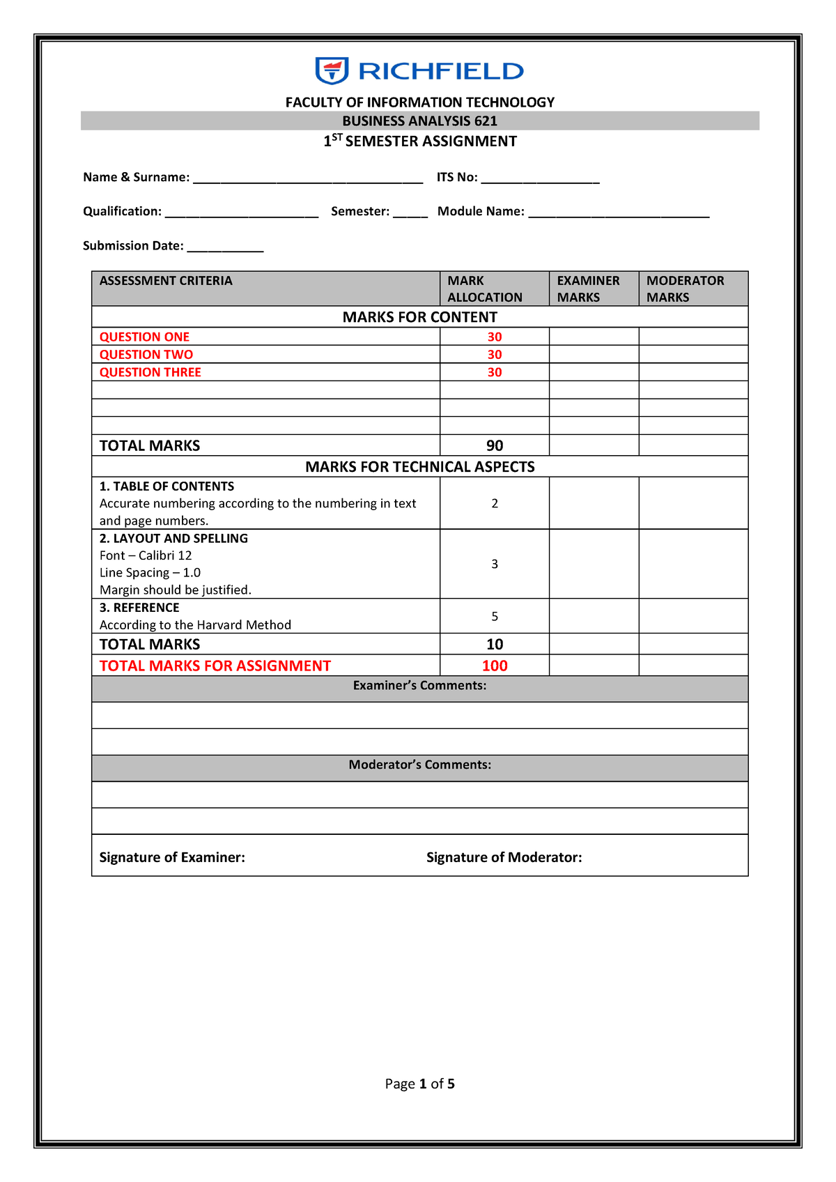 Business Analysis 621 - FACULTY OF INFORMATION TECHNOLOGY BUSINESS ...