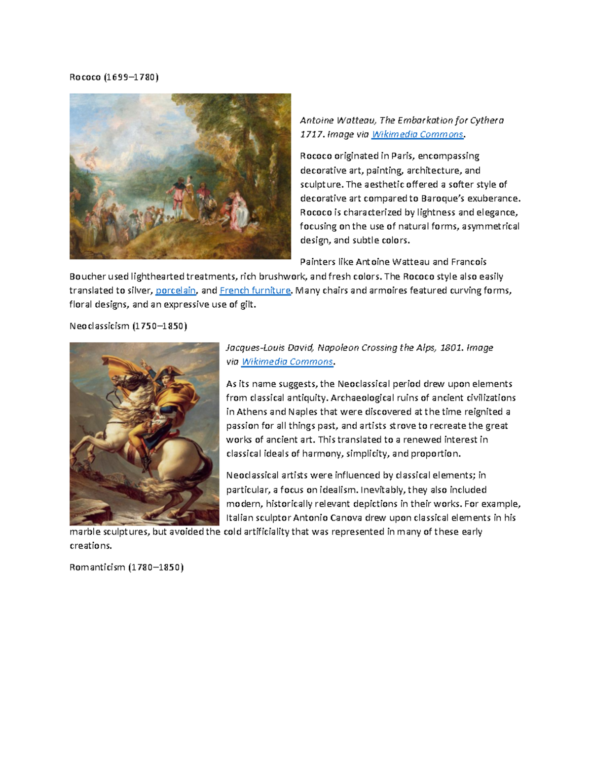 Rococo (1699–1780) - study guide - Entrepreneurship - Studocu