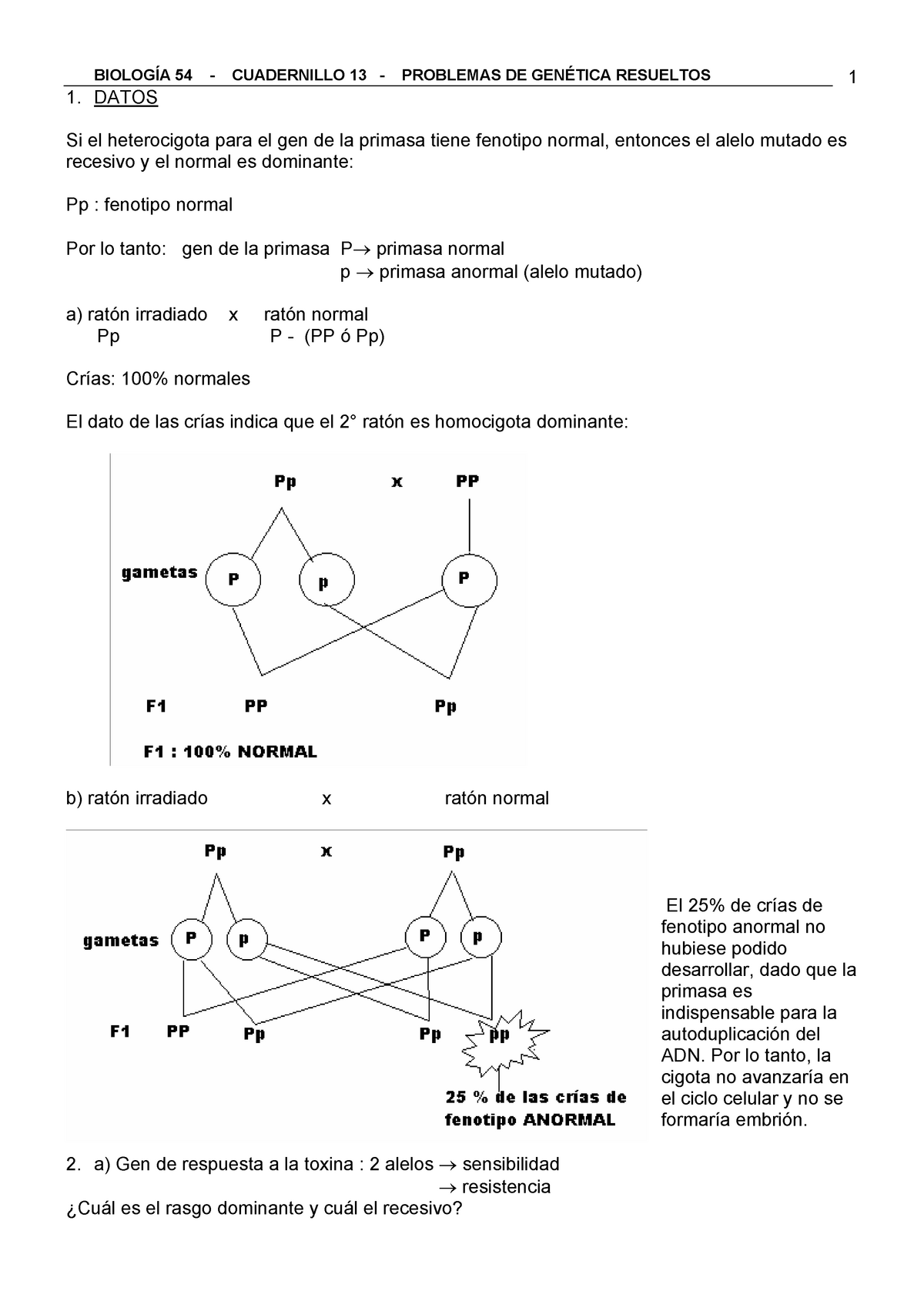 54 Problemas De Genetica-Resueltos - BIOLOGÍA 54 - CUADERNILLO 13 ...