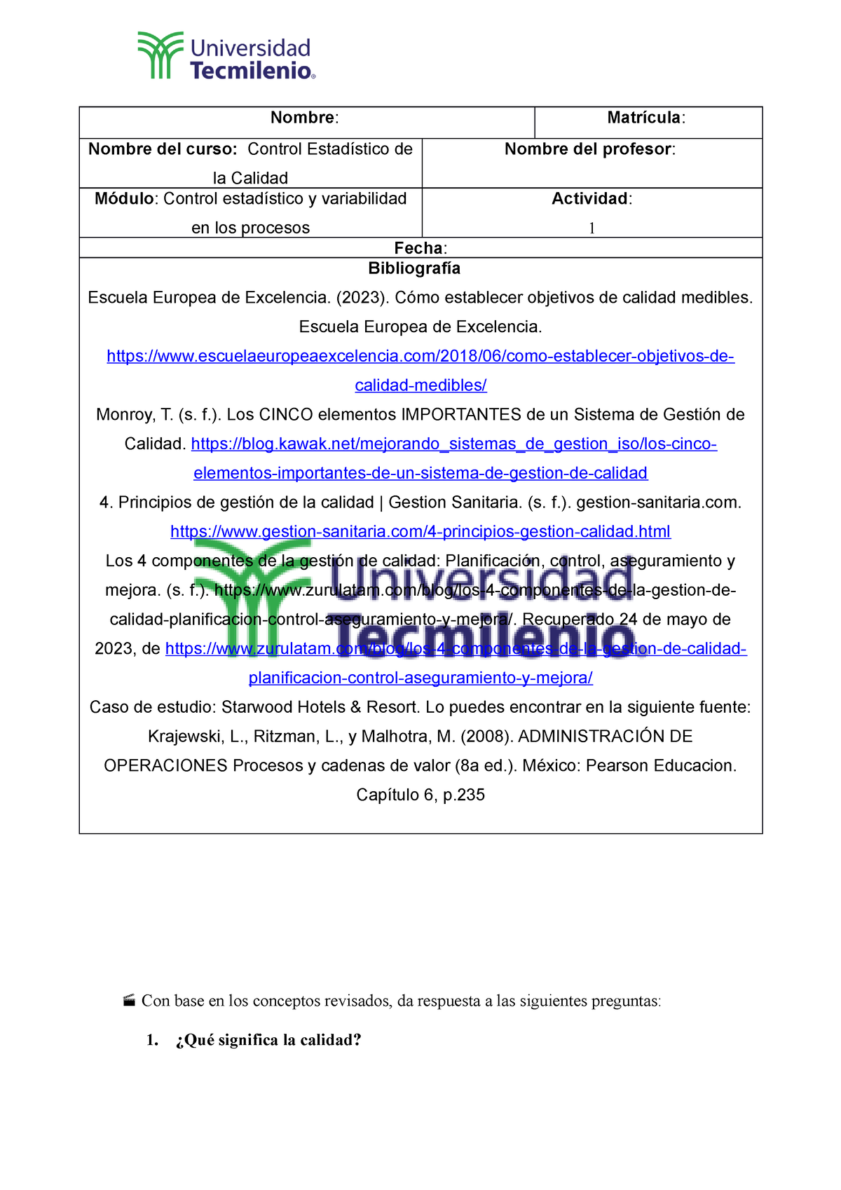 Actividad 1 - Espero Y Les Sirva - Control Estadístico De Calidad ...