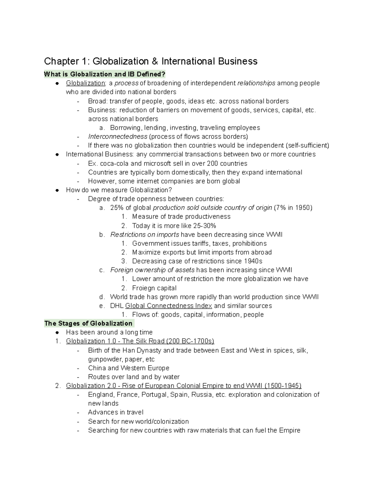 Chapter 1 Globalization And INternational Business - Chapter 1 ...