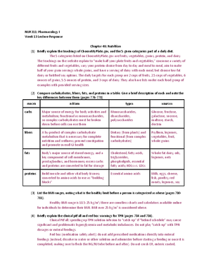 Week 5 lecture response - NUR311: Pharmacology I Week 5 Lecture ...