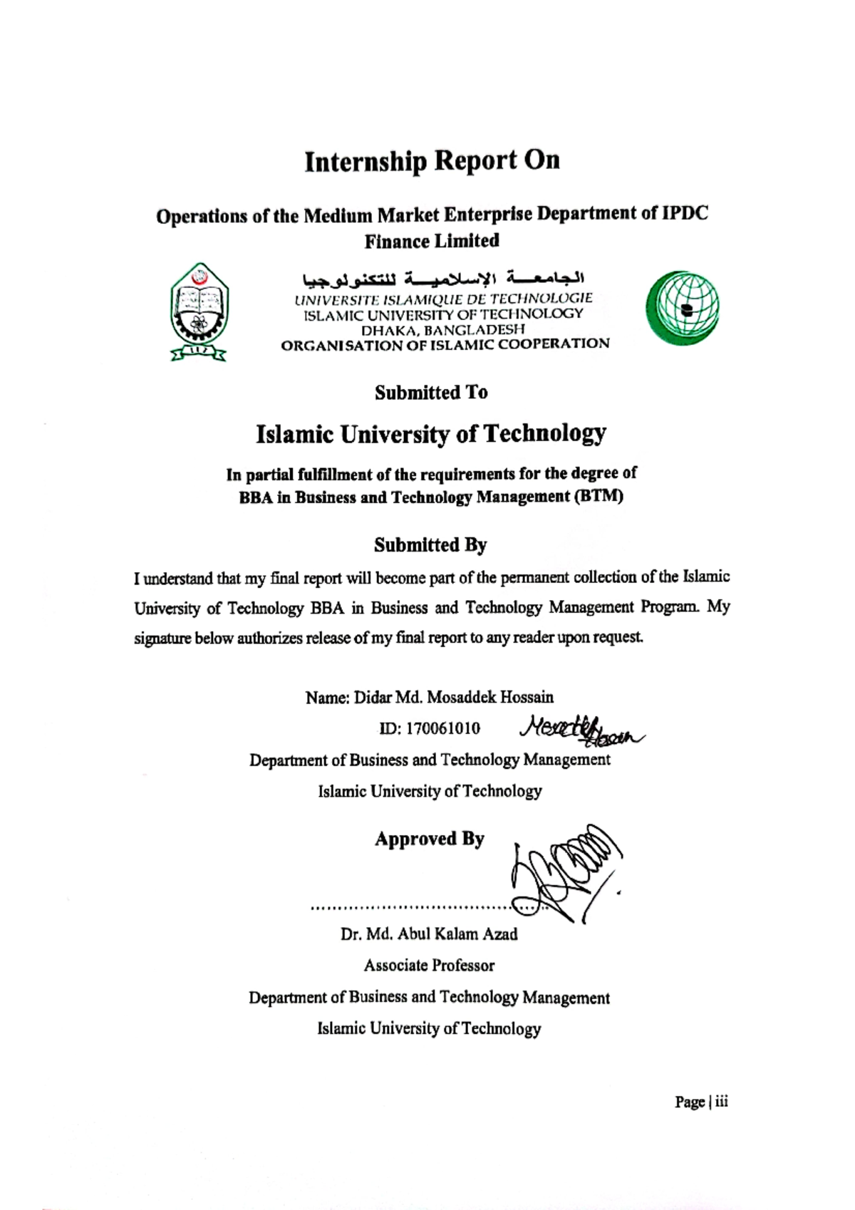 Didar 170061010 - Didar Md. Mosaddek Hossain, 170061010 - Internship ...