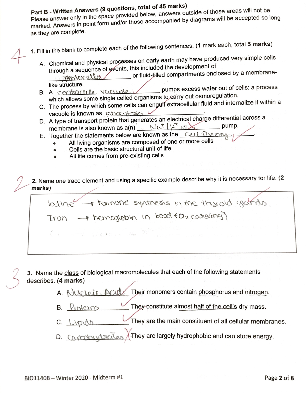 Midterm 3 February 2020, Questions And Answers - BIO1140 - Studocu