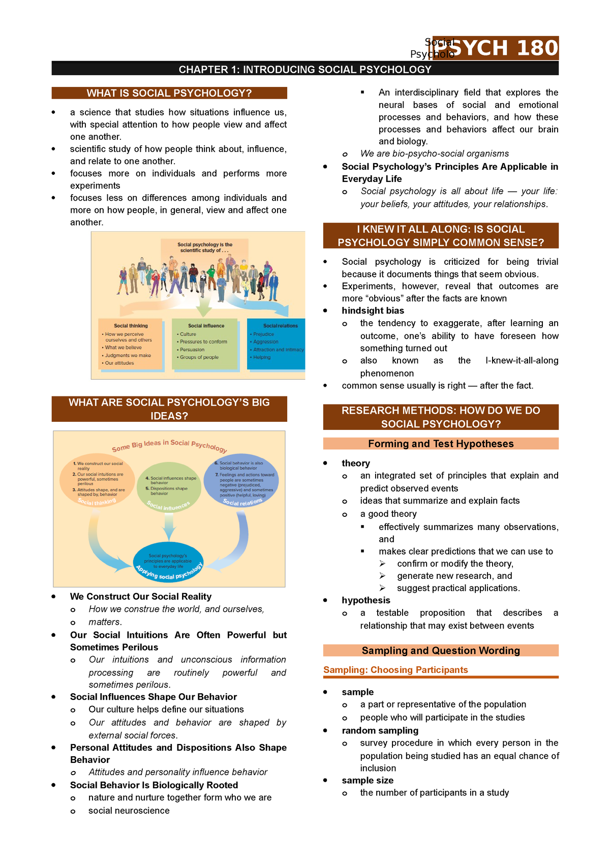 Social Psychology - |PSYCH 180 CHAPTER 1: INTRODUCING SOCIAL PSYCHOLOGY ...