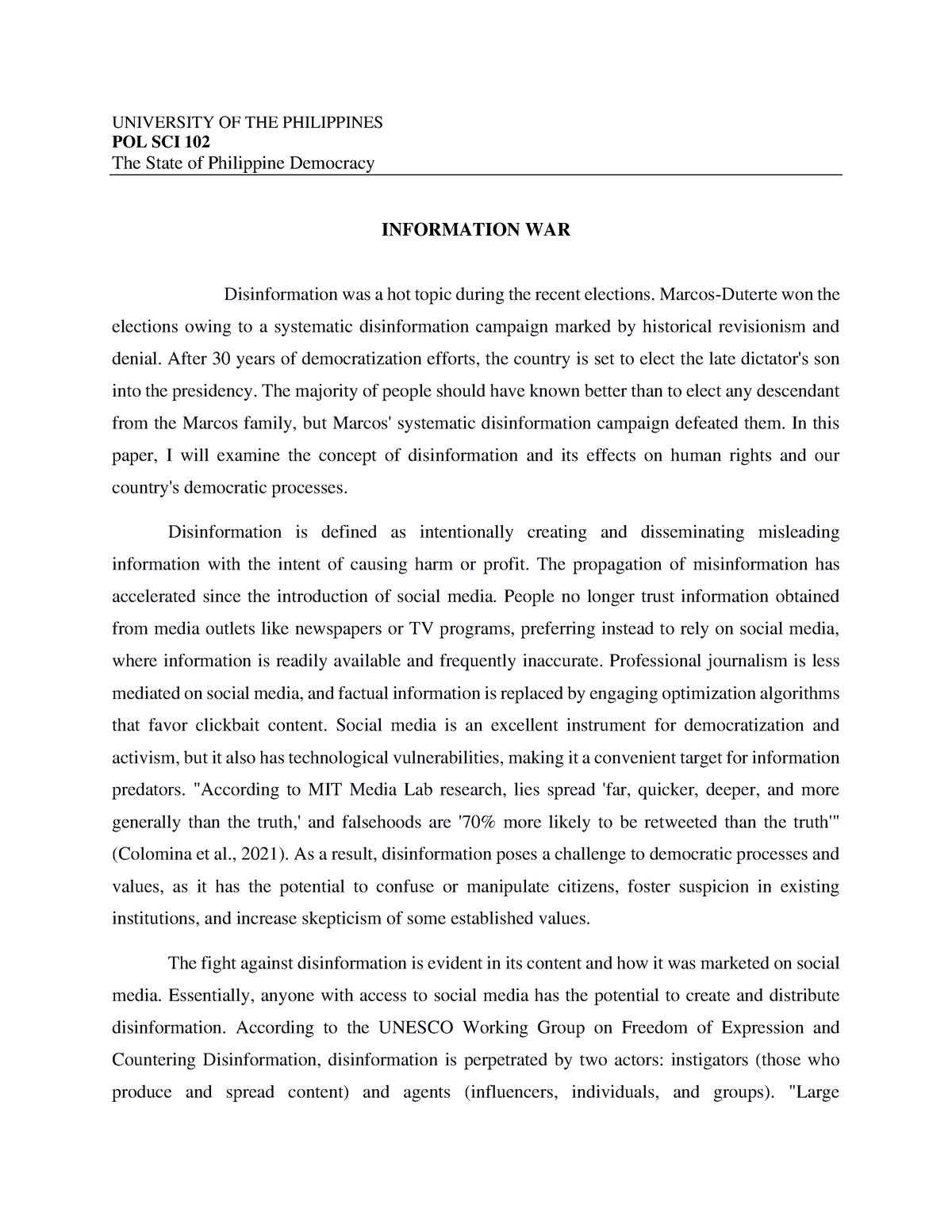 what is political ideology reflection of philippine democracy essay