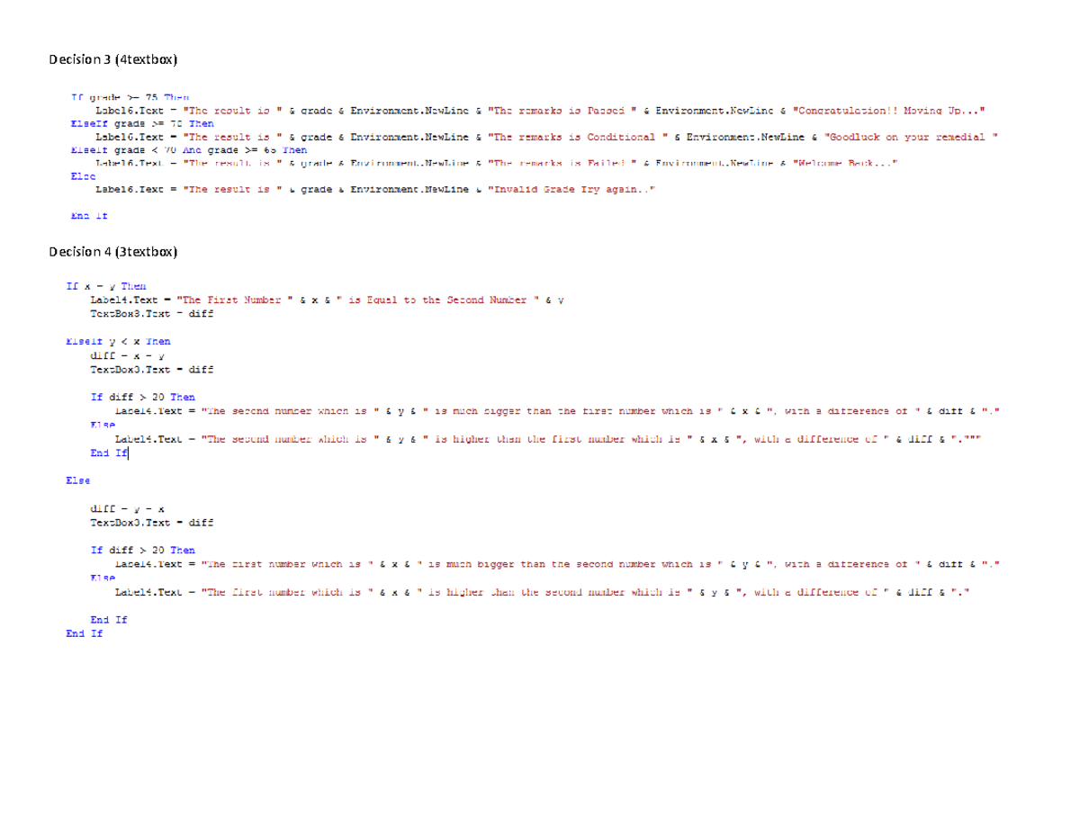 Visual Basic - 2018 Decision Practice Activity - Decision 3 (4textbox ...
