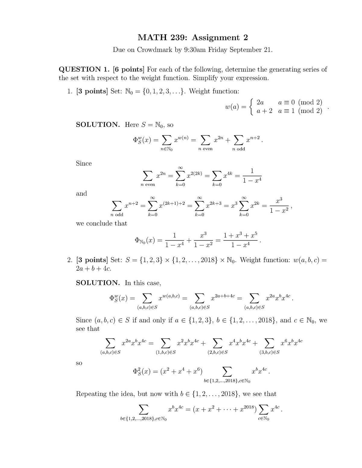 math 239 assignment solutions