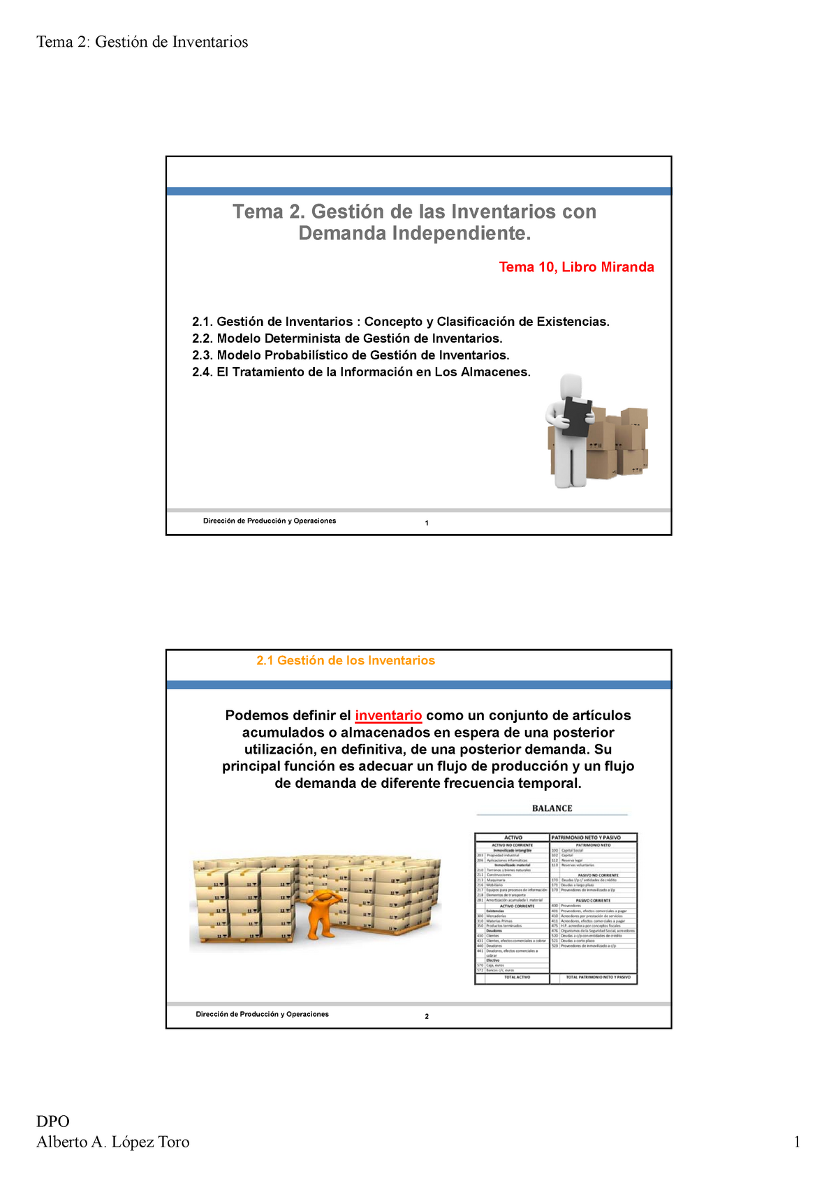 Tema 2 Gestion De Inventarios Dpo Tema 2 Gestión De Las Inventarios Con Demanda Independiente 2702