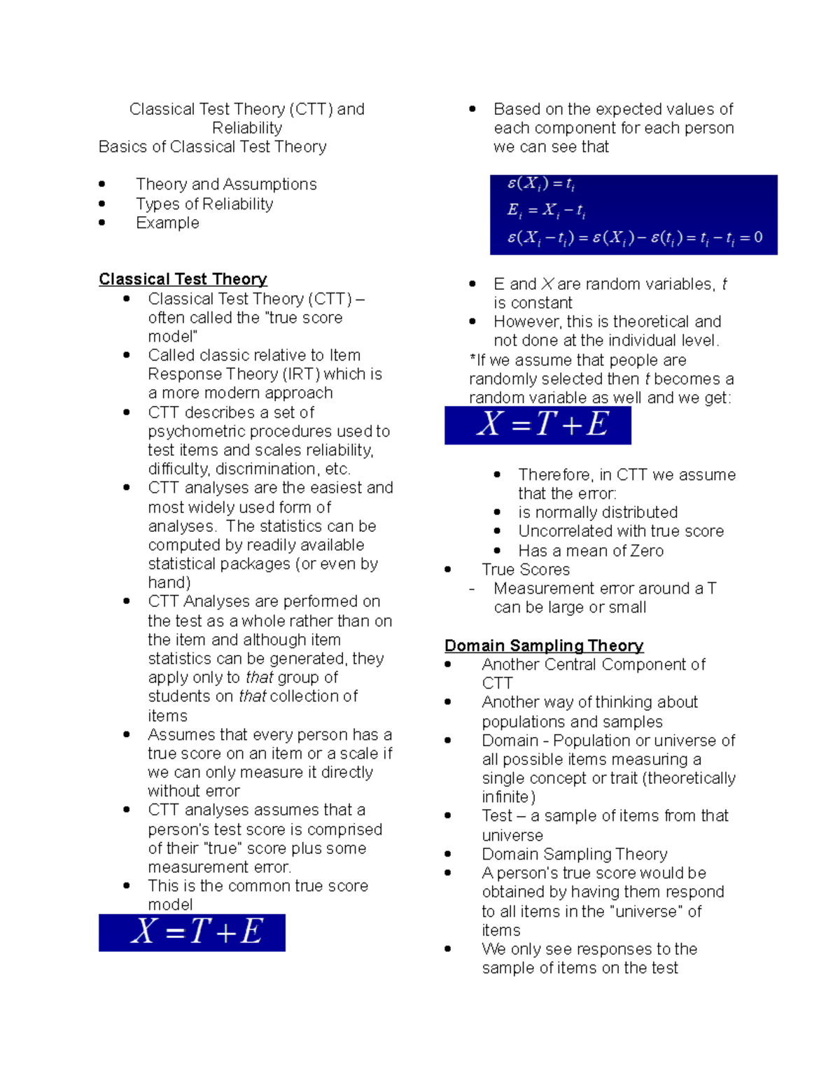 Kskskskskskskksksk - Classical Test Theory (CTT) And Reliability Basics ...