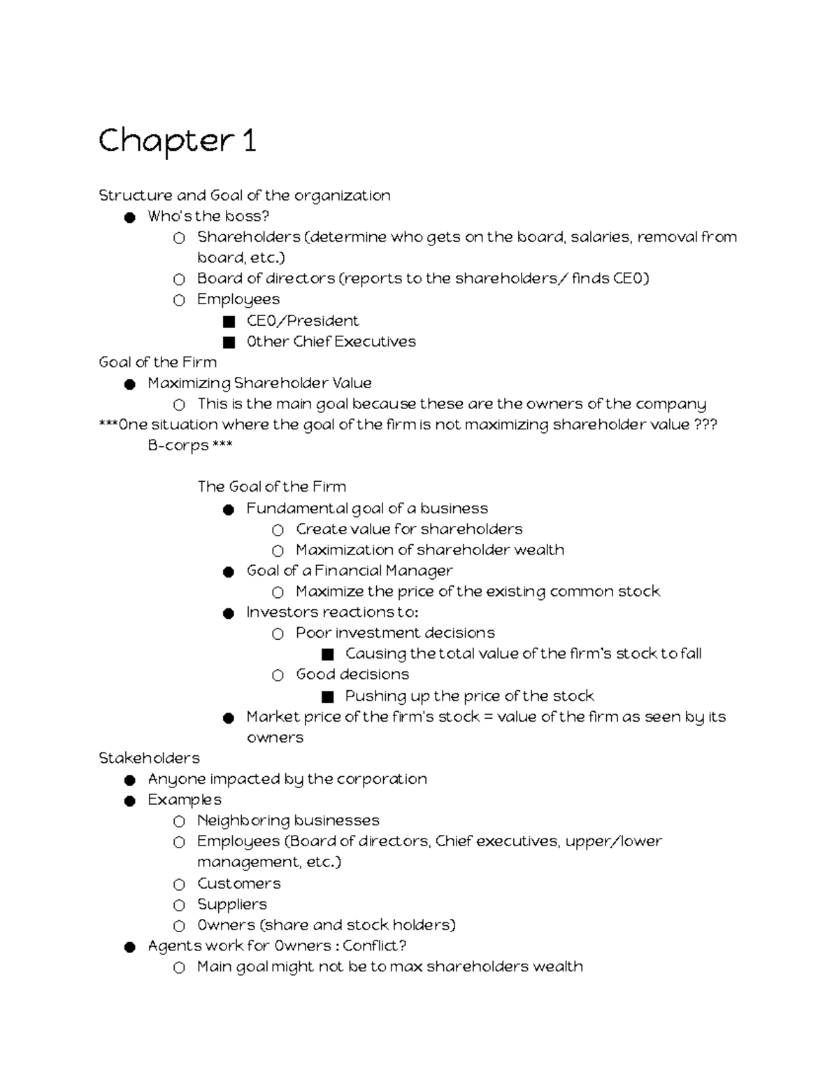 BUS170in-class Notes - Chapter 1 Structure and Goal of the organization ...