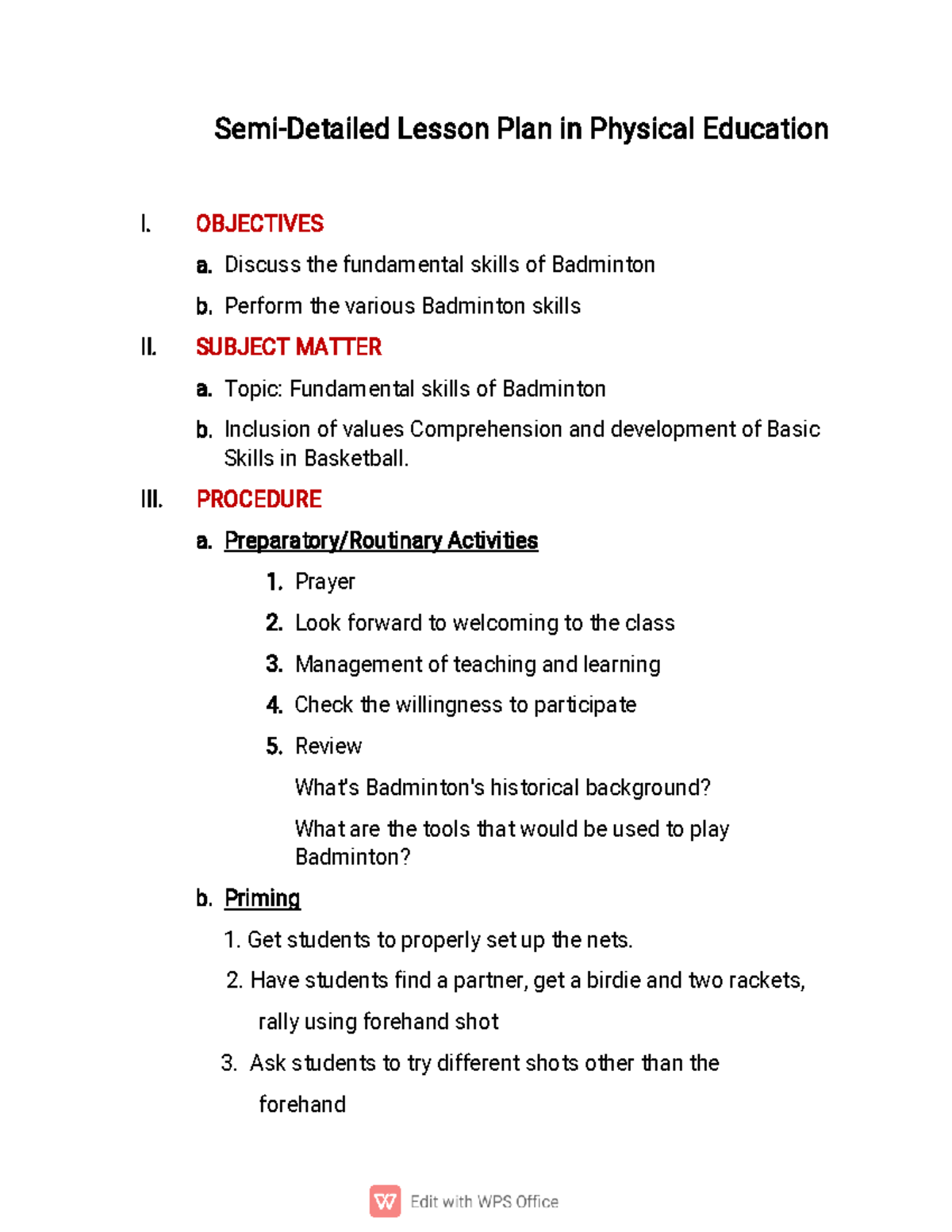Lesson PLAN Final Output - Semi-DetailedLessonPlaninPhysicalEducation I ...