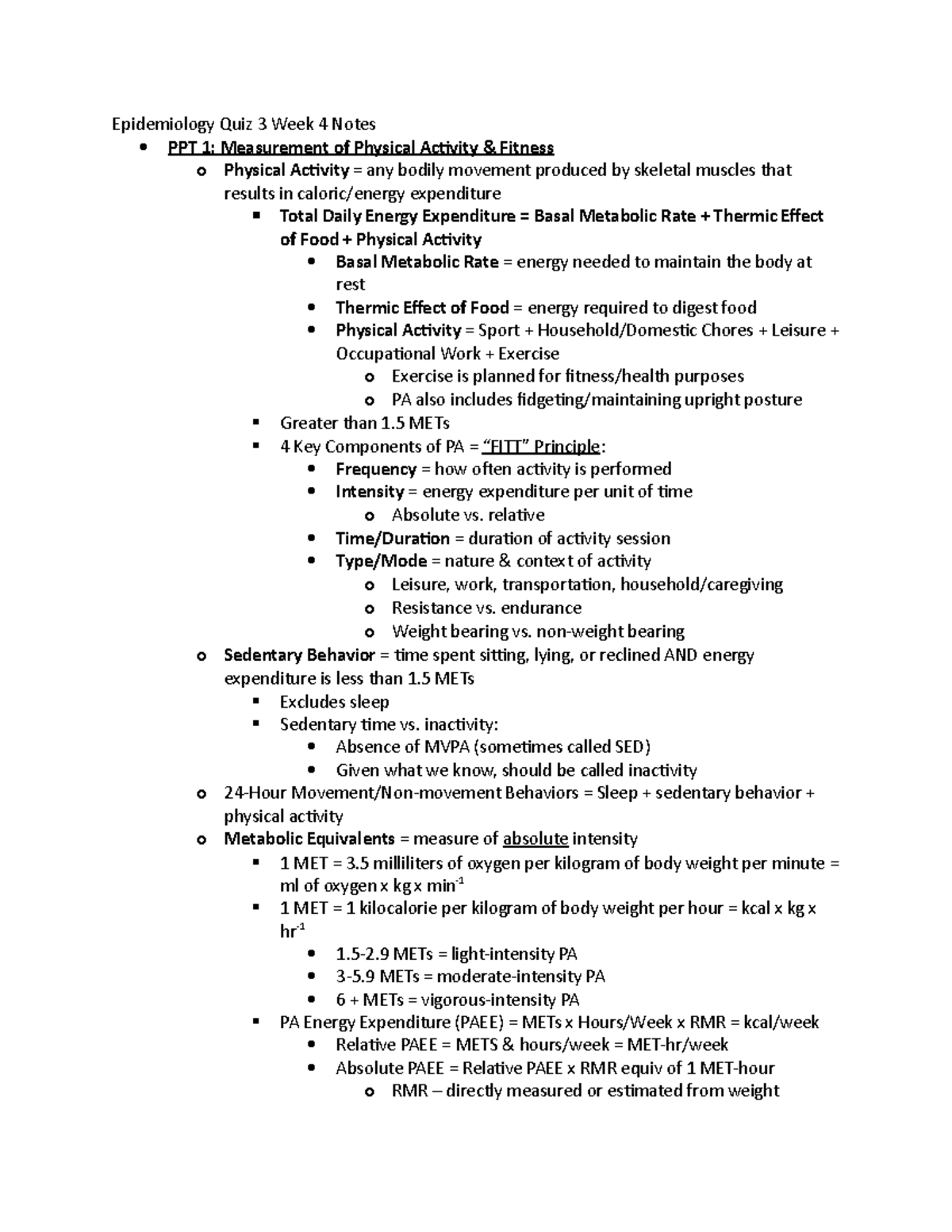 Epi Quiz 3 Week 4 Notes Epidemiology Quiz 3 Week 4 Notes PPT 1