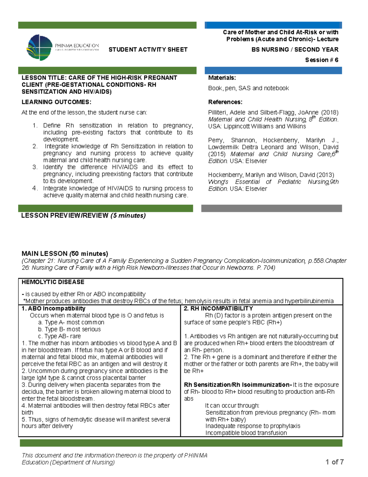 Module 6 Student Activity Sheet - This document and the information ...