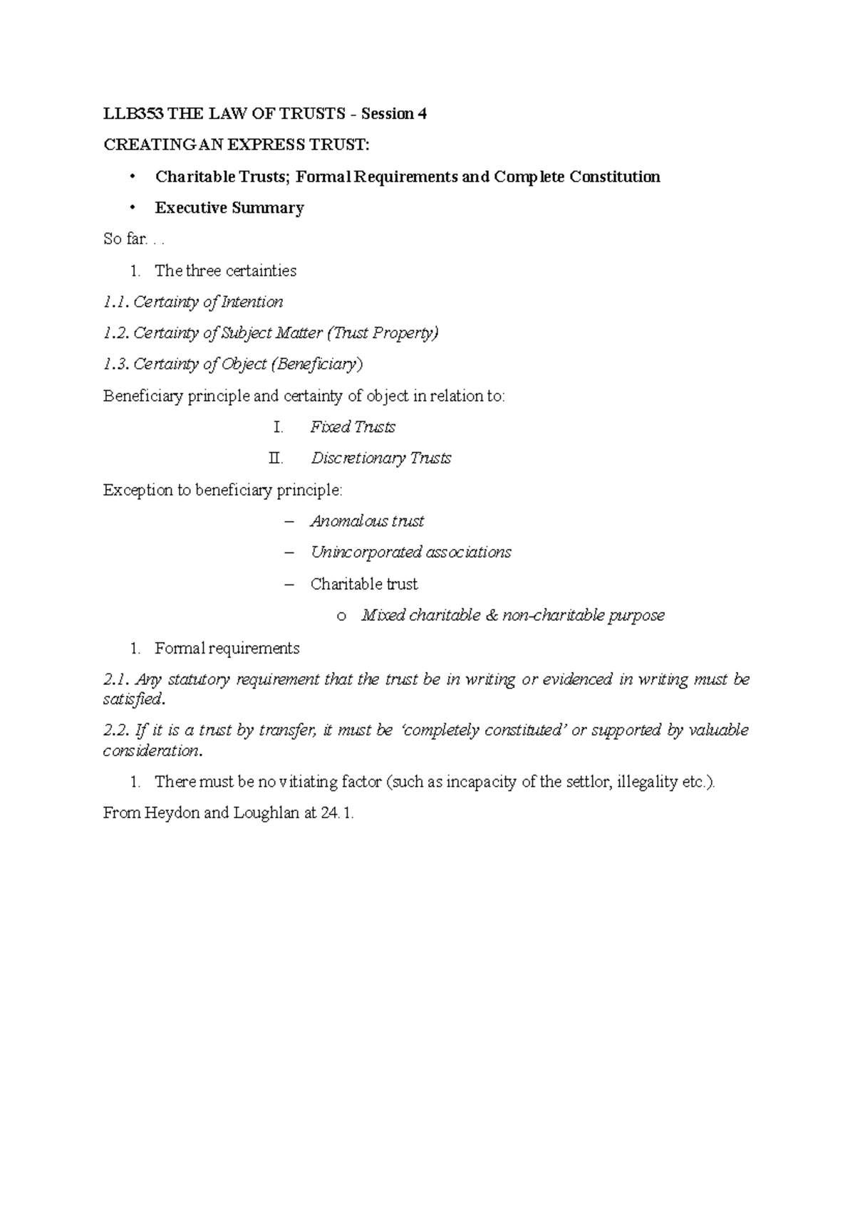 Trusts Lecture Notes - LLB353 - Murdoch - Studocu