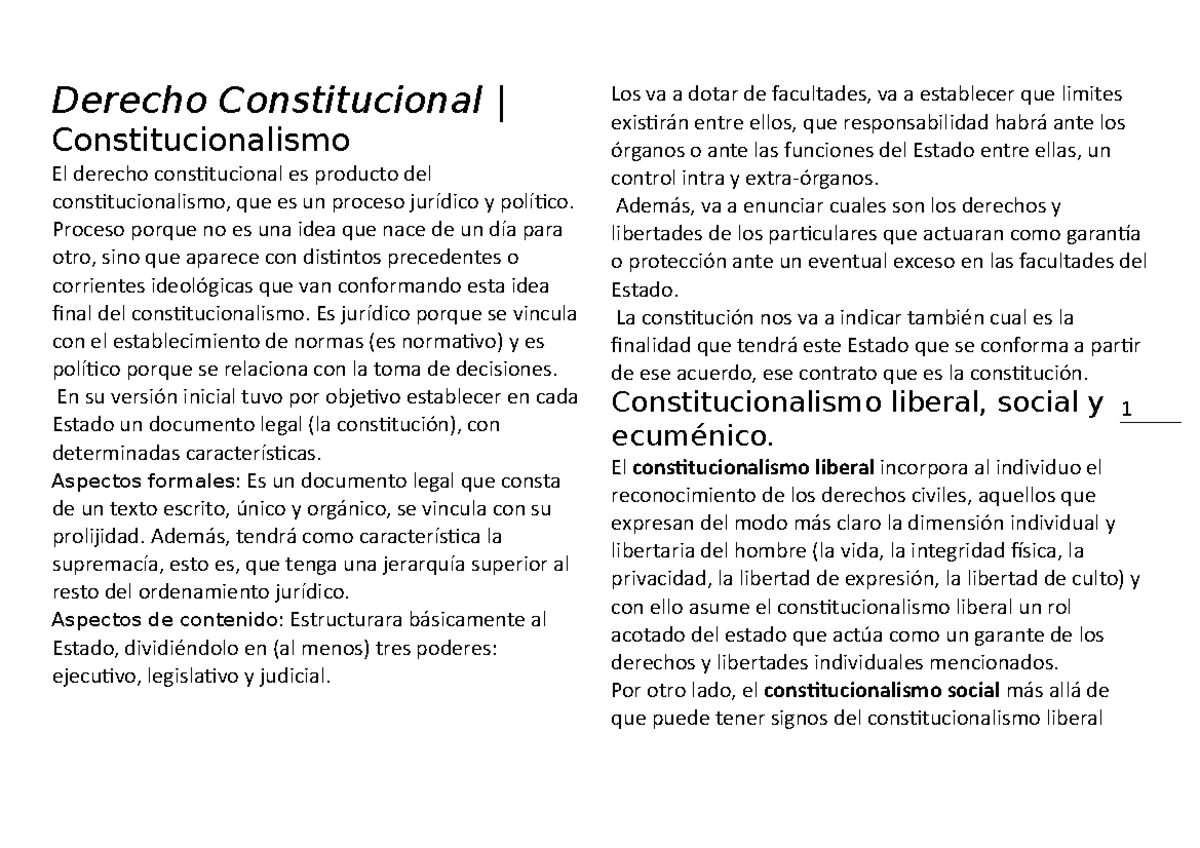 Resumen Constitucional 1 Furchi - Derecho Constitucional ...