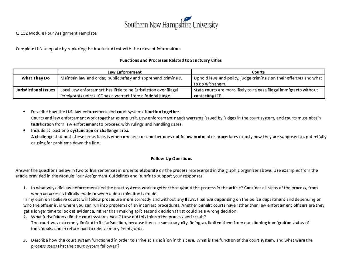 CJ 112 Module Four Assignment Template - CJ 112 Module Four Assignment ...