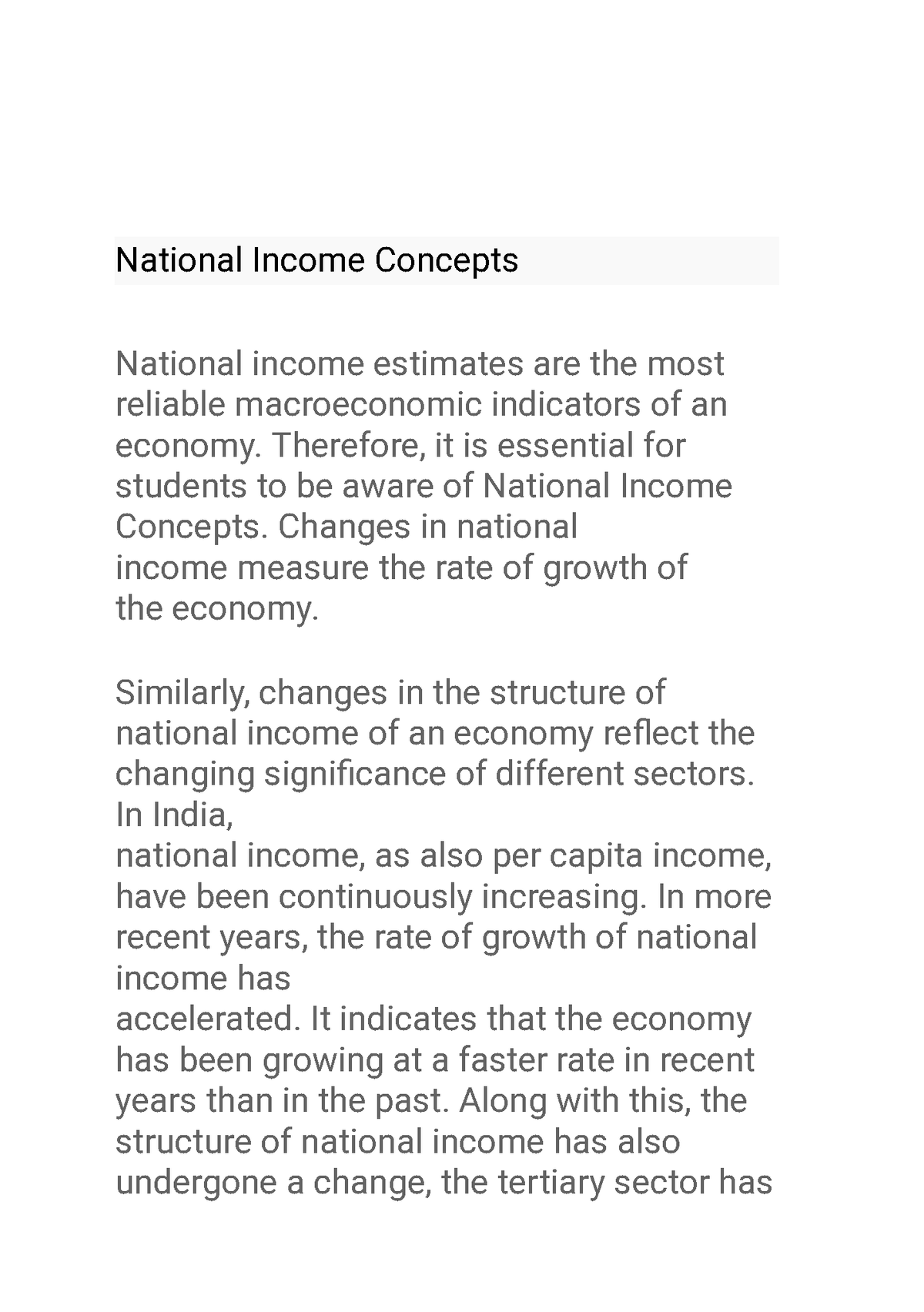case study on national income