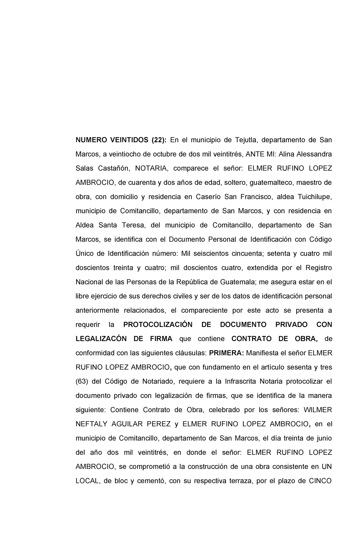 03. Compraventa DE Fracción DE Finca Urbana CON Registro - NUMERO ...