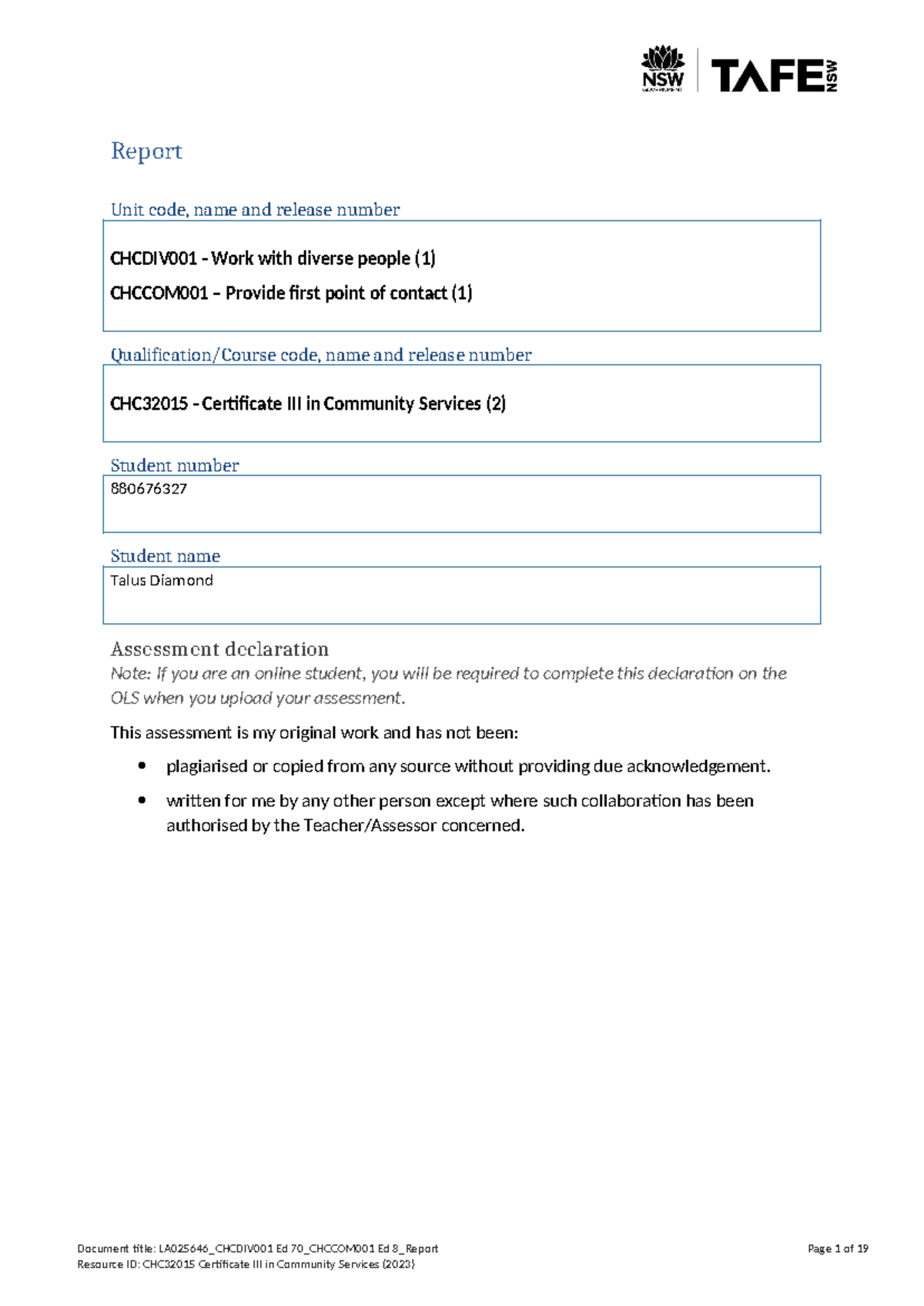 LA025646 Chccom 001 Chcdiv 001 Report - Report Unit code, name and ...