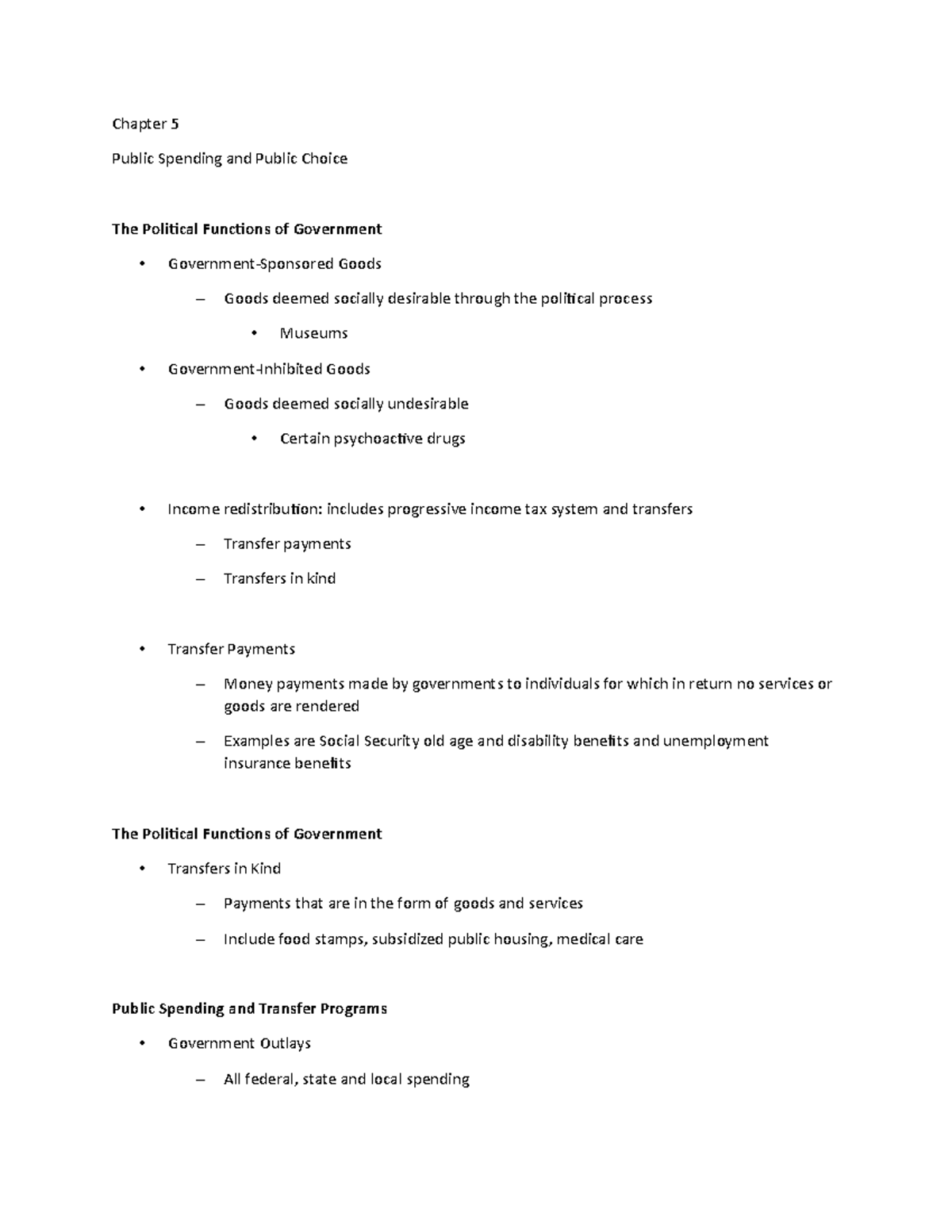 Chapter 5 - Lecture Notes 4 - Chapter 5 Public Spending and Public ...