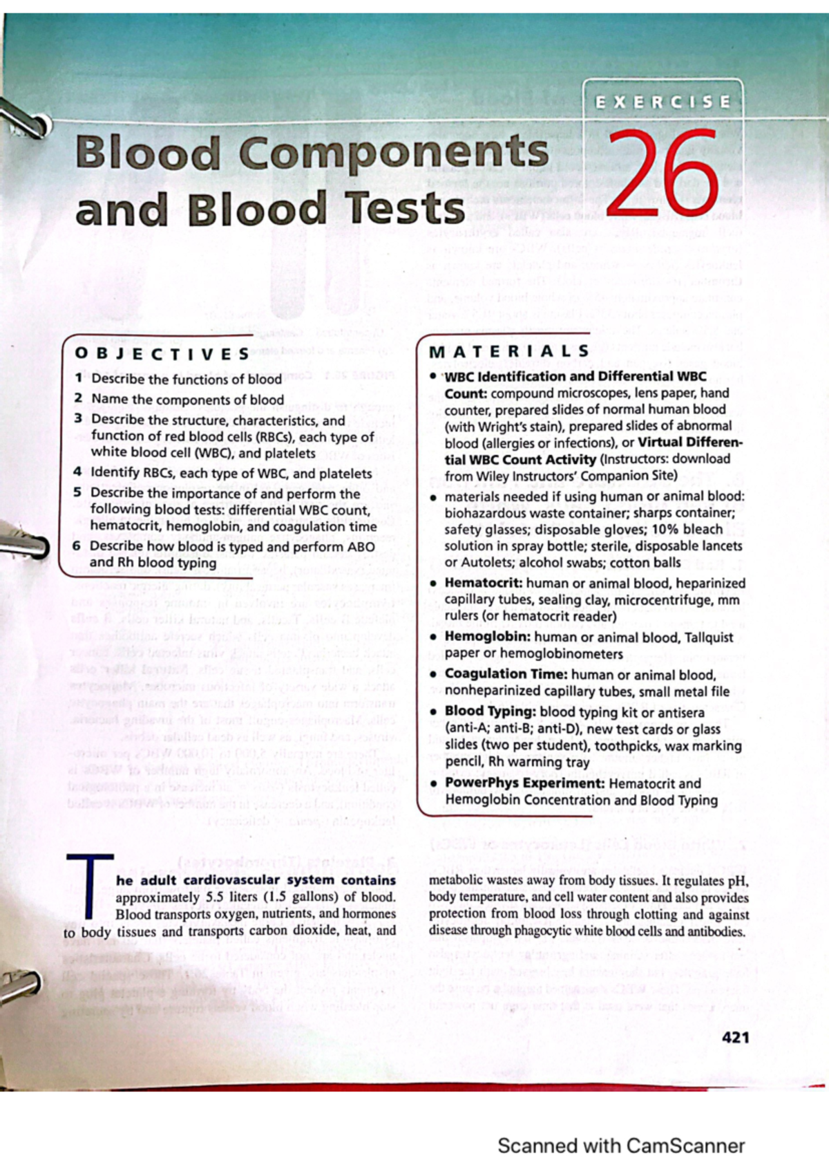 Blood components and blood tests - BIOL 141 - Studocu