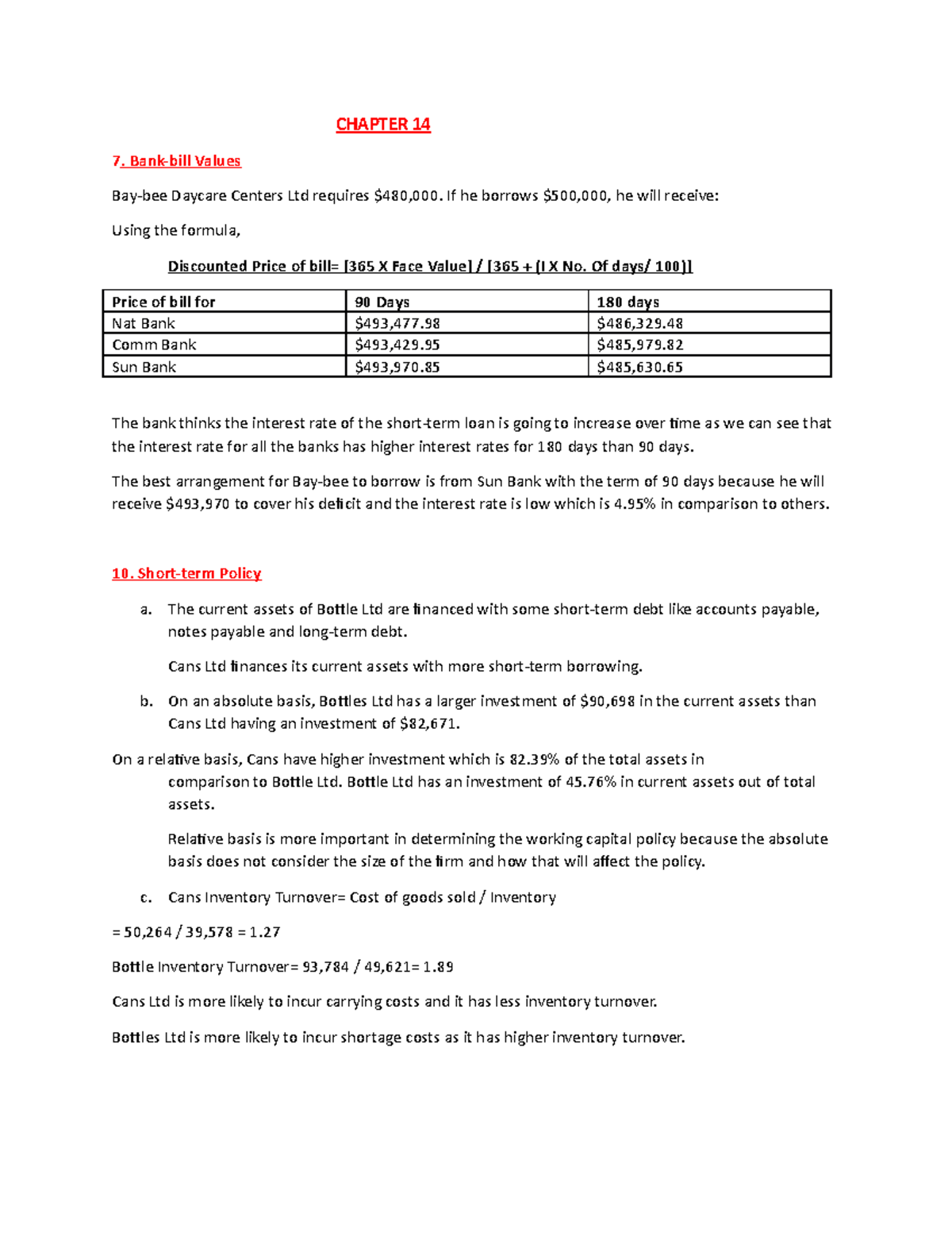 WEEK 1 - WEEK 1 Tafe Income Tax notes - CHAPTER 14 7. Bank-bill Values ...