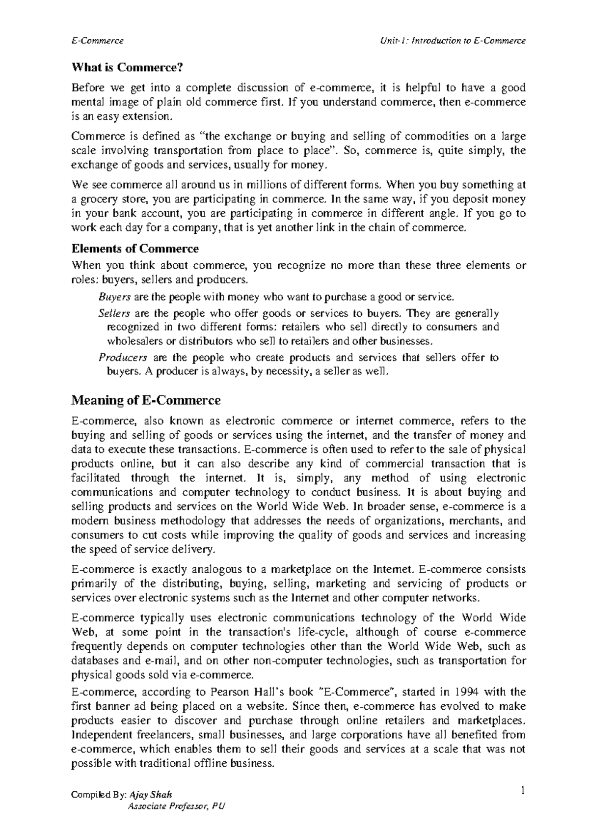 Unit-1 ecommerce concept and meaning - Compiled By: Ajay Shah 1 What is ...