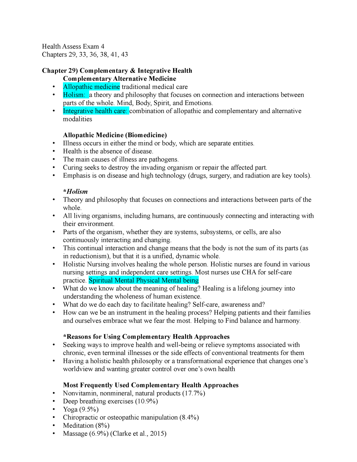 Fundamentals Exam 4 - Exam Review - Health Assess Exam 4 Chapters 29 ...