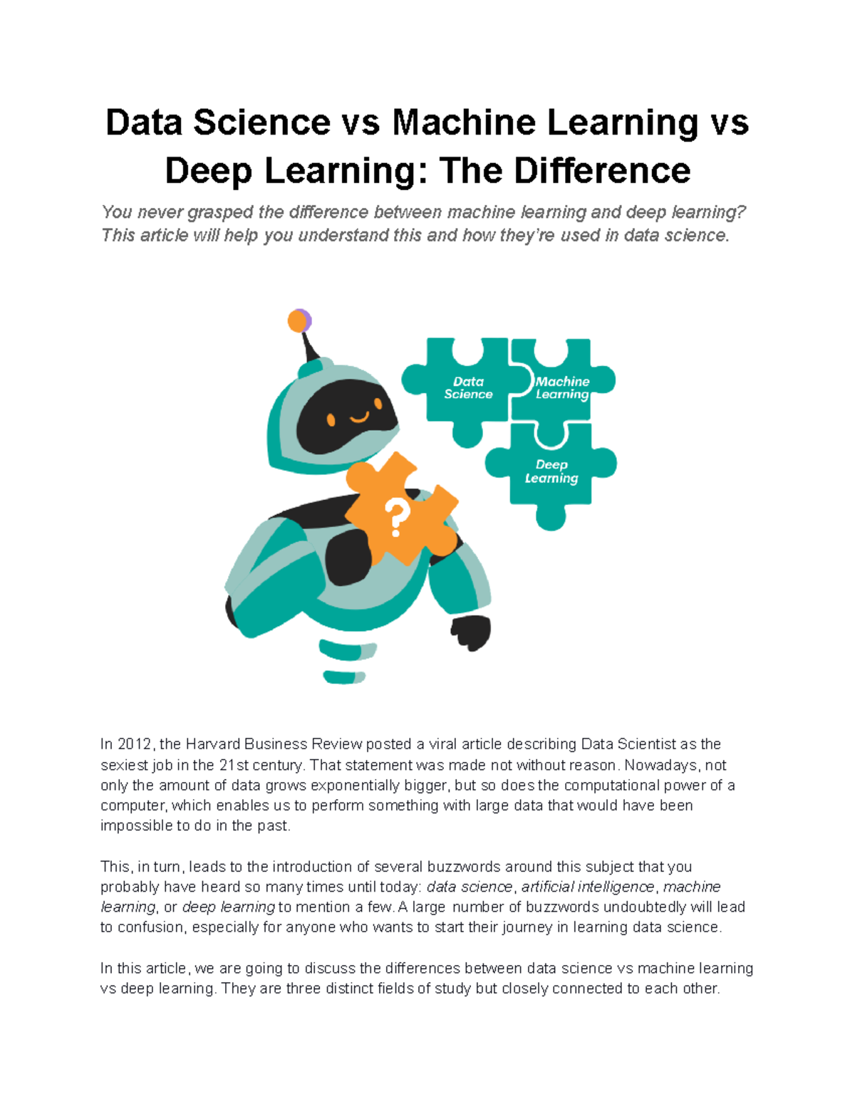 Data science -ml - Difference between ML AI Deep Learning - Data ...