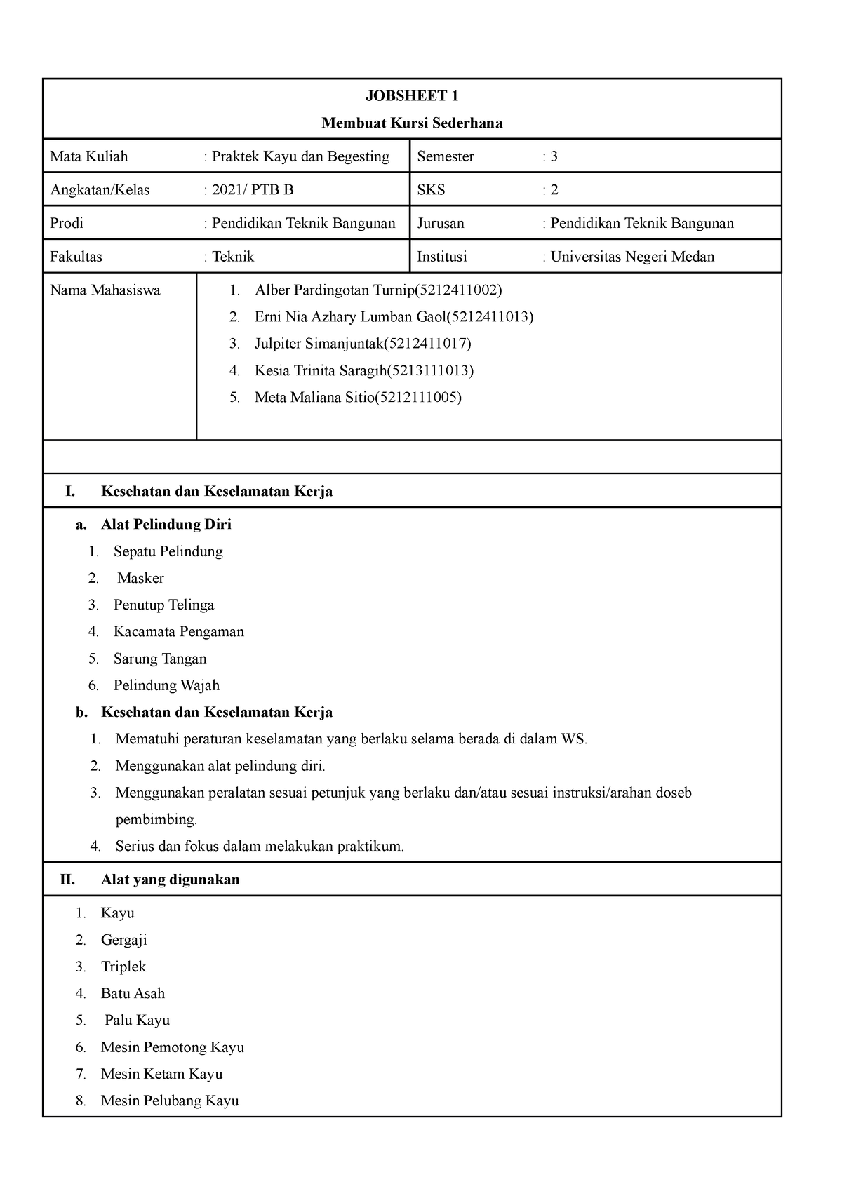 Jobsheet (Template) - JOBSHEET 1 Membuat Kursi Sederhana Mata Kuliah ...