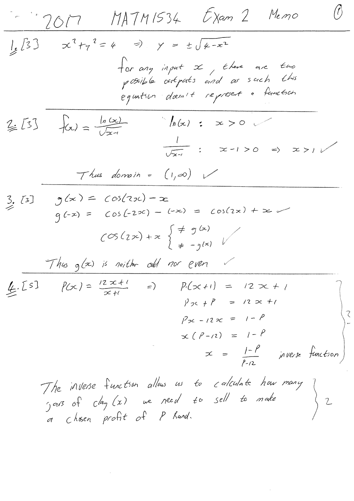 Matm1534 2017 additional exam memo - MATM1534 - Studocu