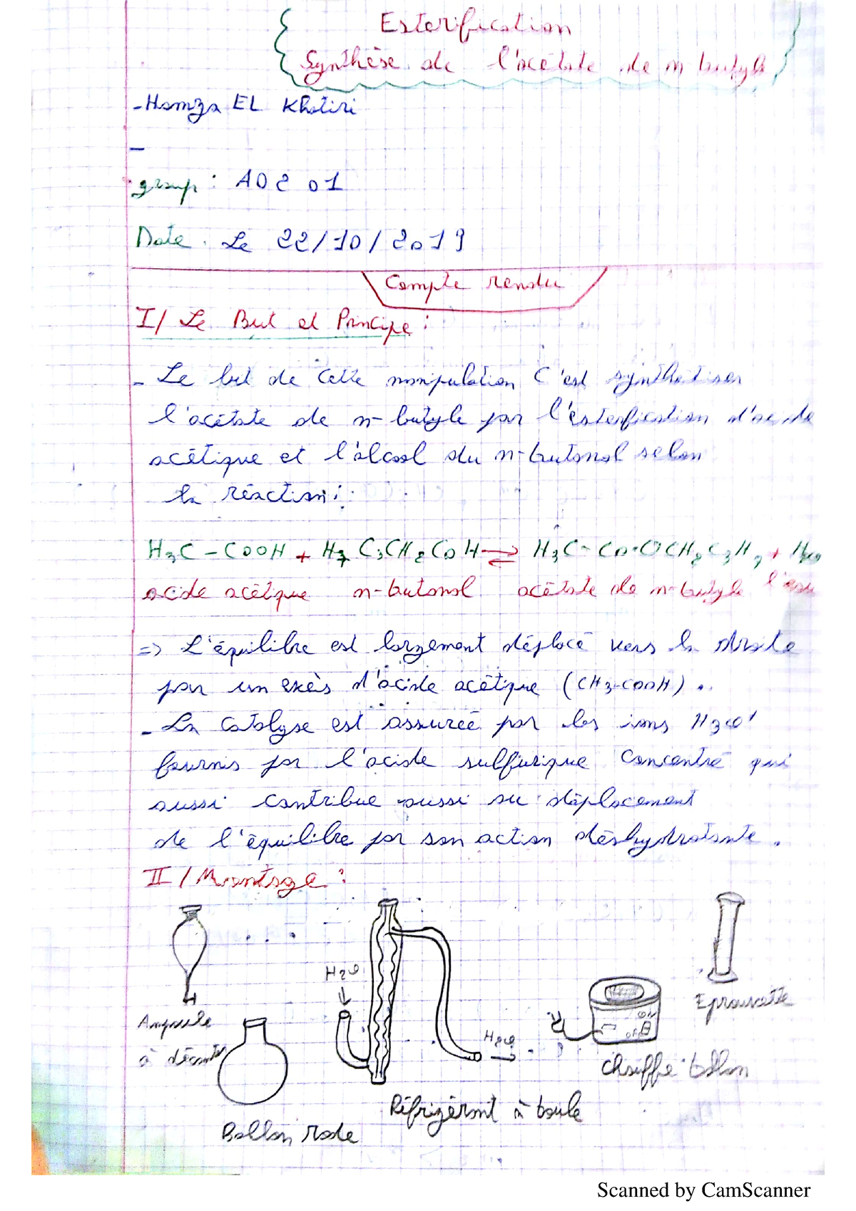 Tp Organique Manip 1 - Chimie Organique I - Scanned By CamScanner ...