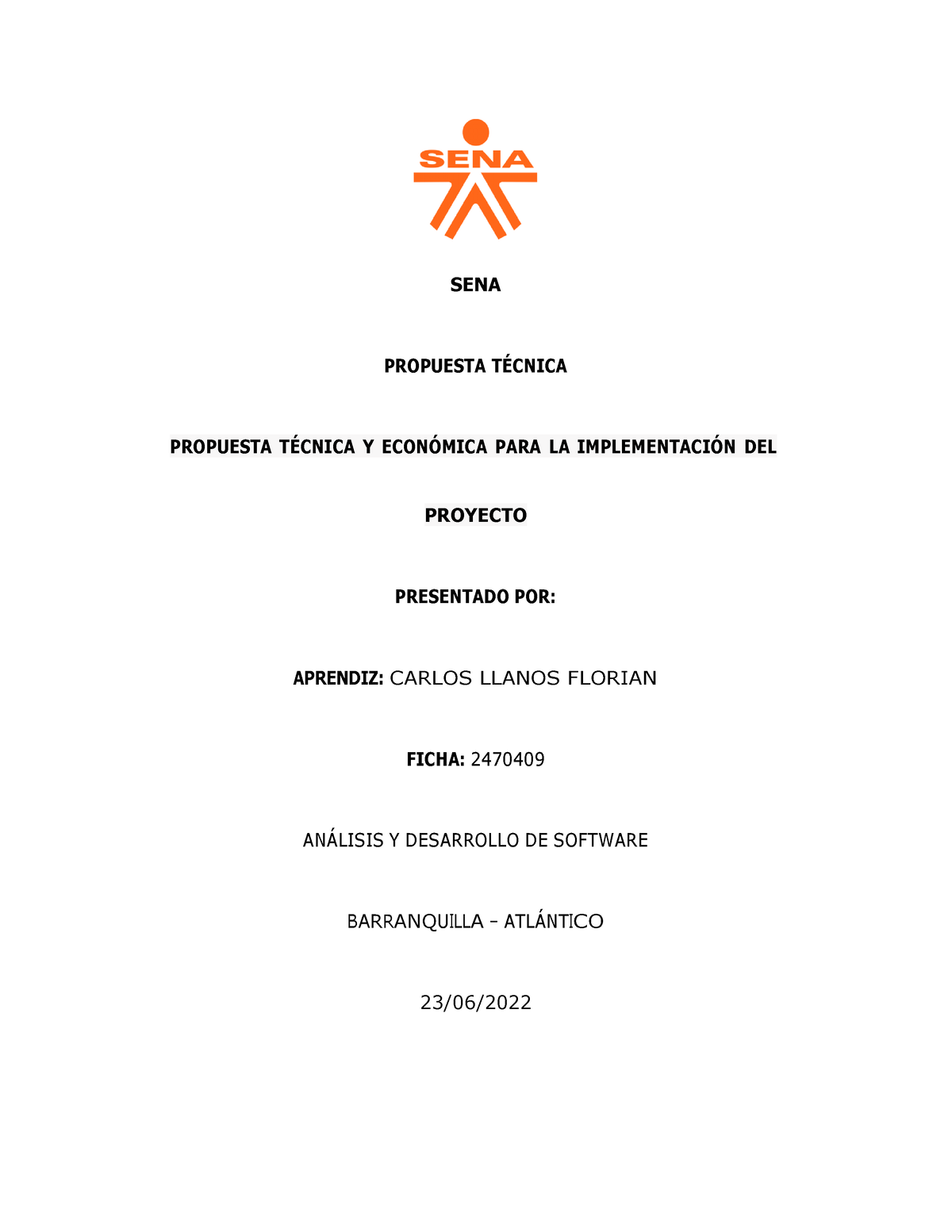 Propuesta Tecnica Y Economica - SENA PROPUESTA T.. PROPUESTA T.. Y ECON ...