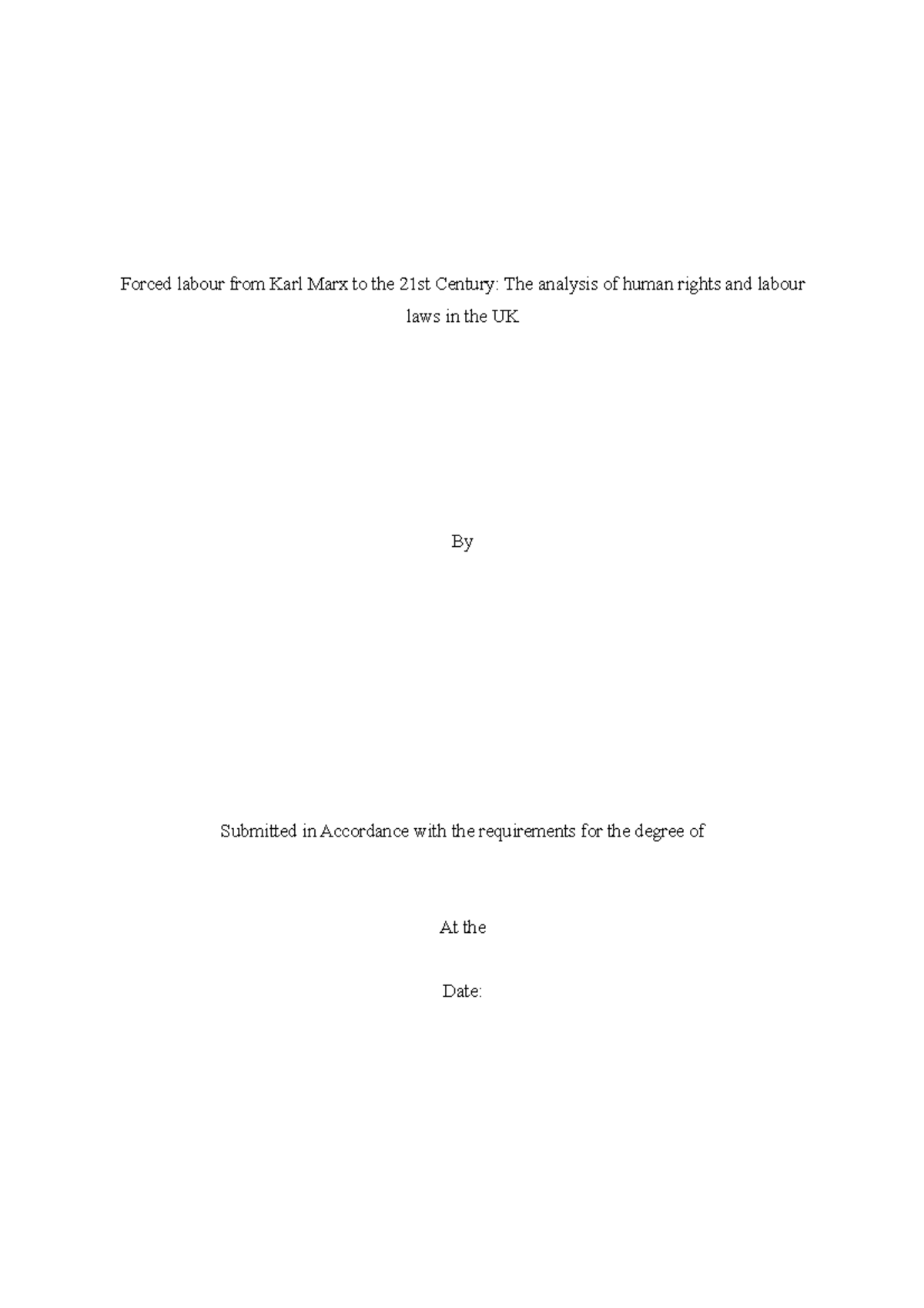 Chapter 2 draft - Forced labor - Forced labour from Karl Marx to the ...