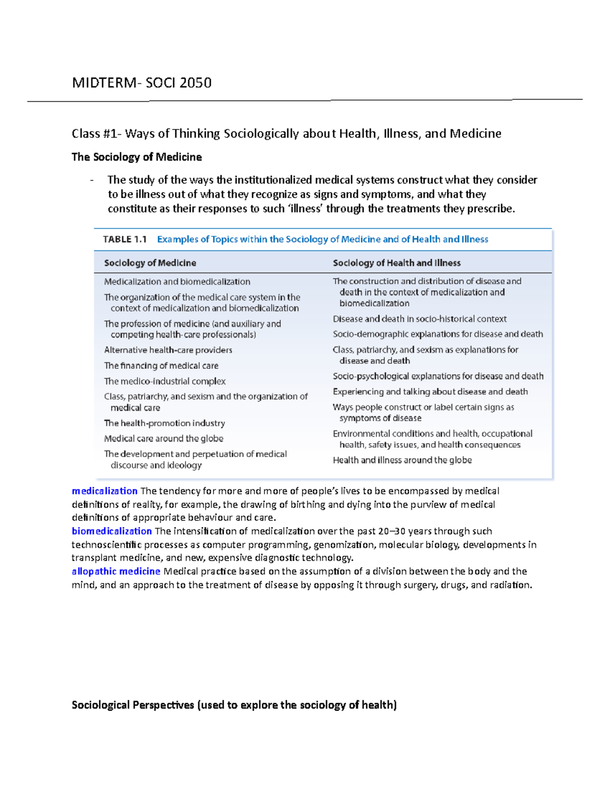 Midterm- SOCI 2050 - MIDTERM- SOCI 2050 Class #1- Ways of Thinking ...