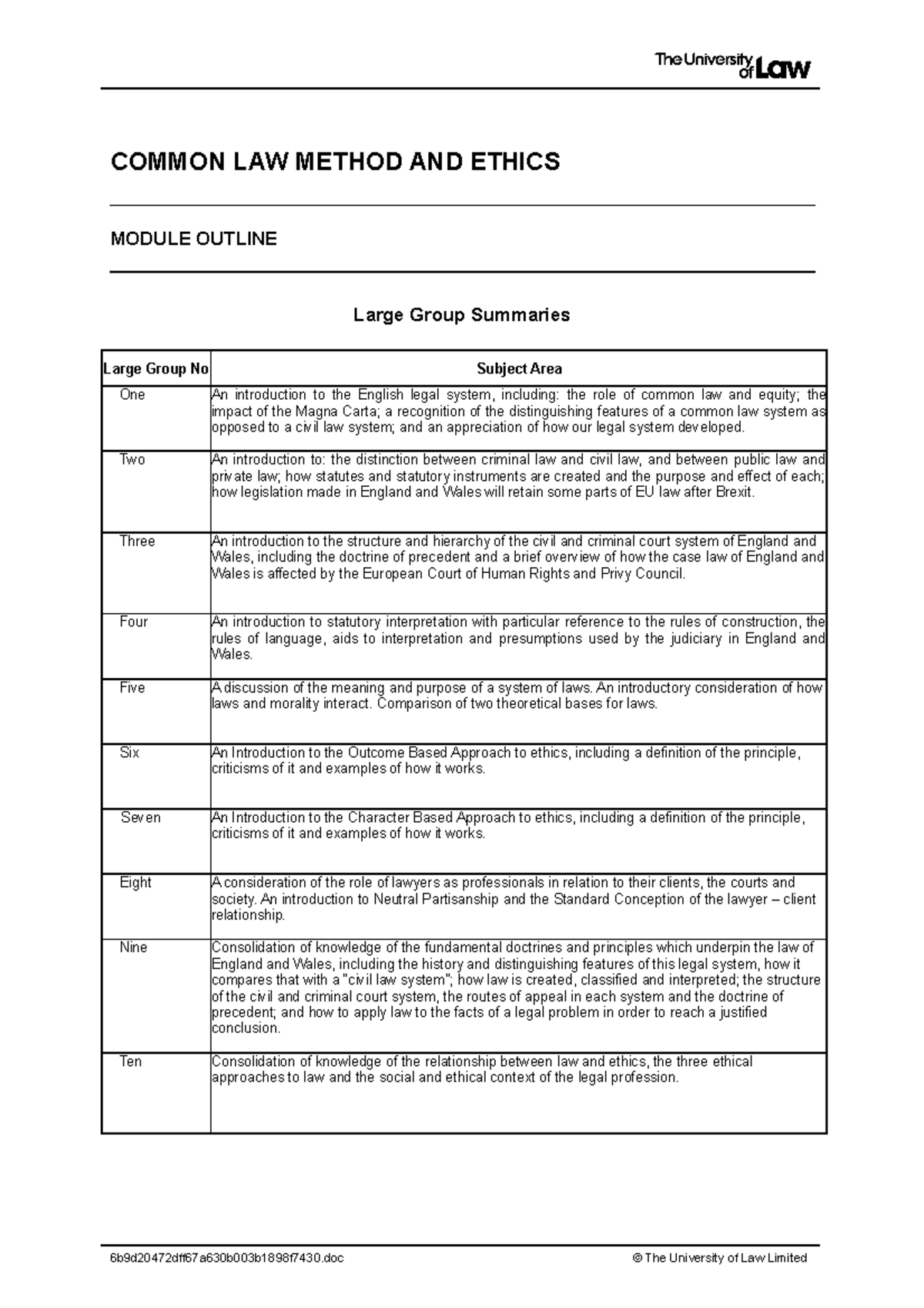 2021 clme ce01 llb online unit summaries - COMMON LAW METHOD AND ETHICS ...