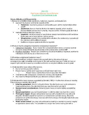 PSY 370 SG 2 revised - study guide for test 2 - SEXUAL RESPONSE Masters ...