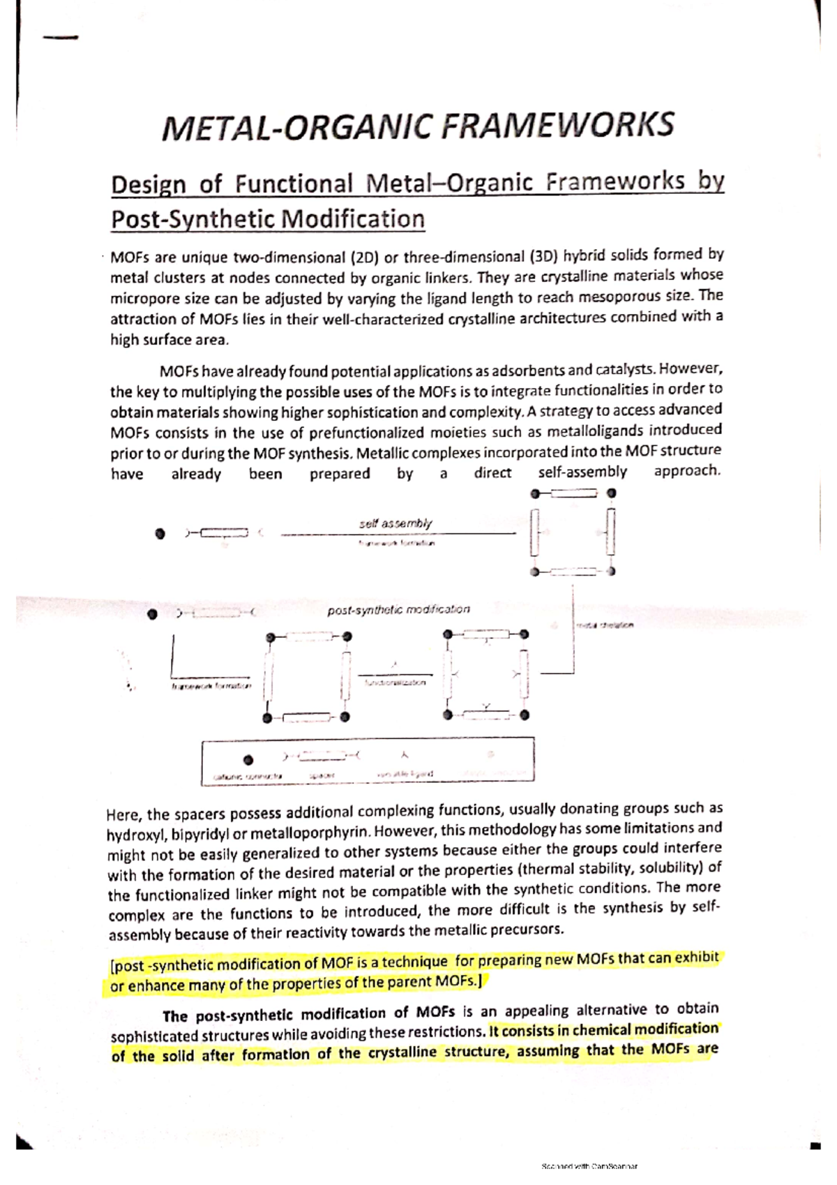 MOF - mof notes - Inorganic Chemistry I - Studocu