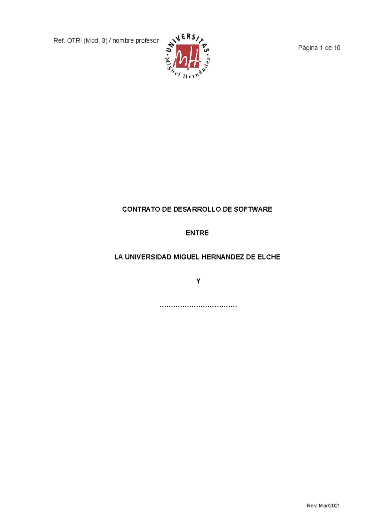 Modelo 3 Contrato para el desarrollo de Software - Página 1 de 10 CONTRATO  DE DESARROLLO DE SOFTWARE - Studocu